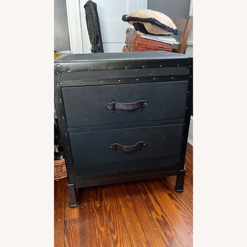 Used Pottery Barn Ludlow Black Trunk Nightstand (22") for sale on AptDeco