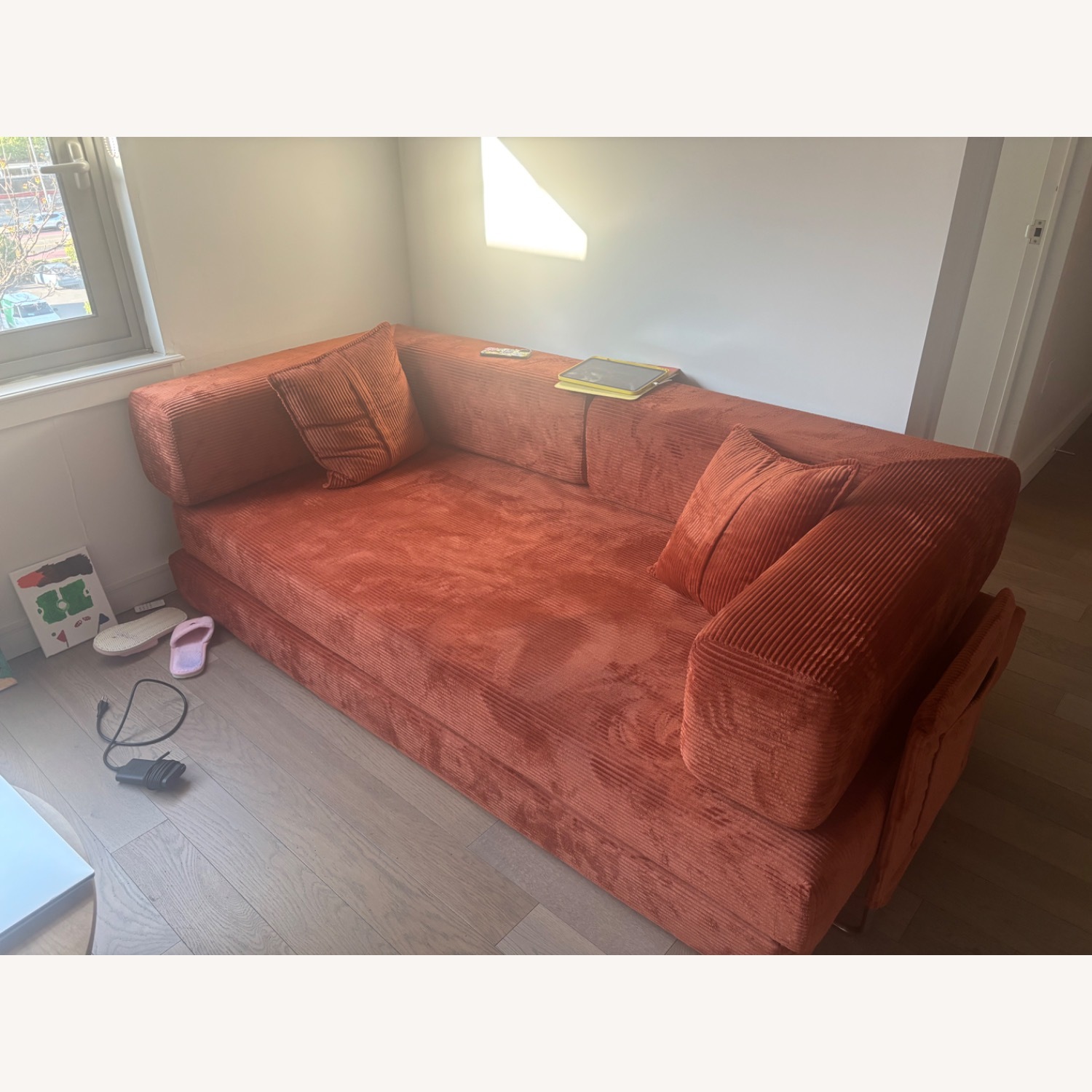 Wayfair Orange Boucle Sleeper Sofa - image-3