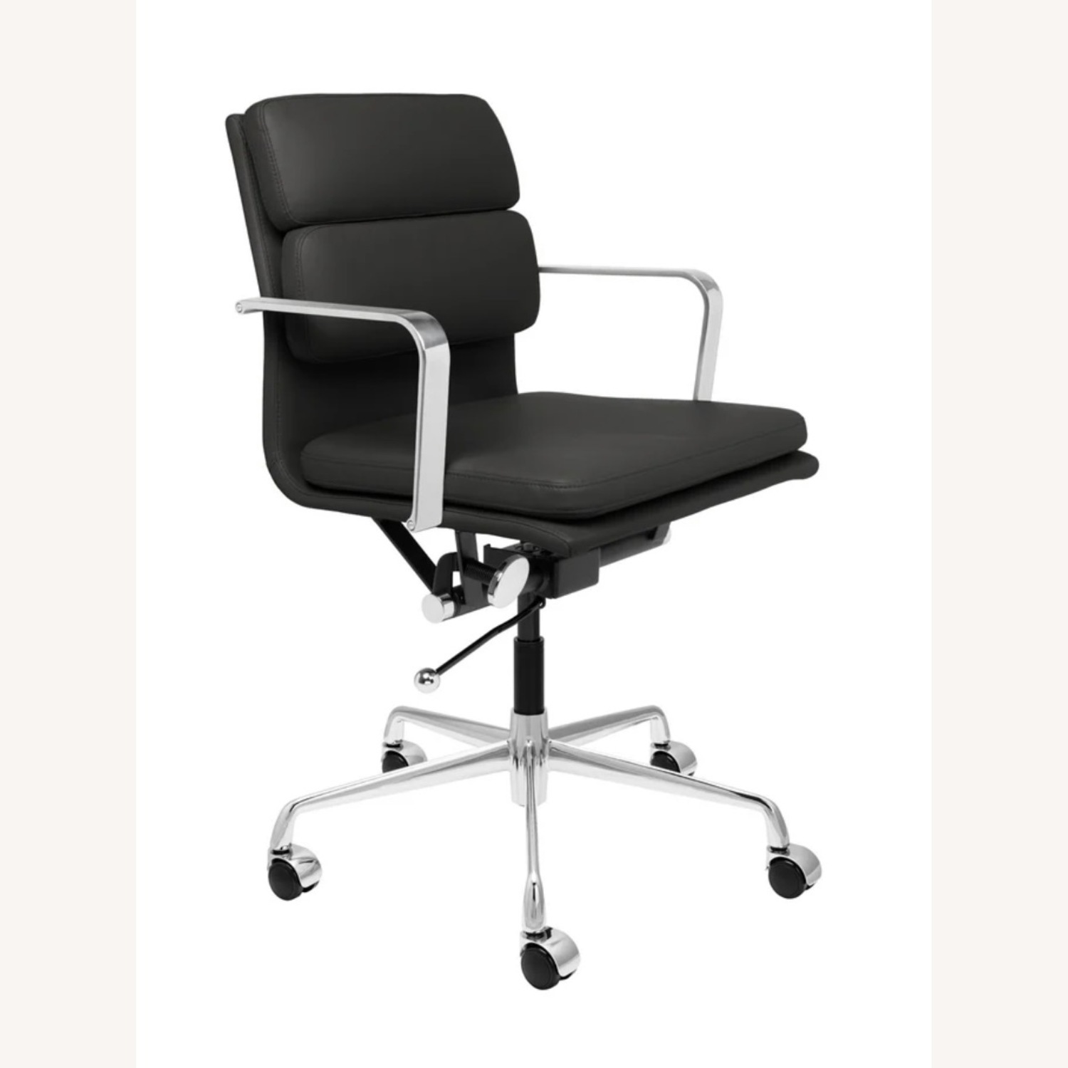 Black Leather Desk Chair - image-2