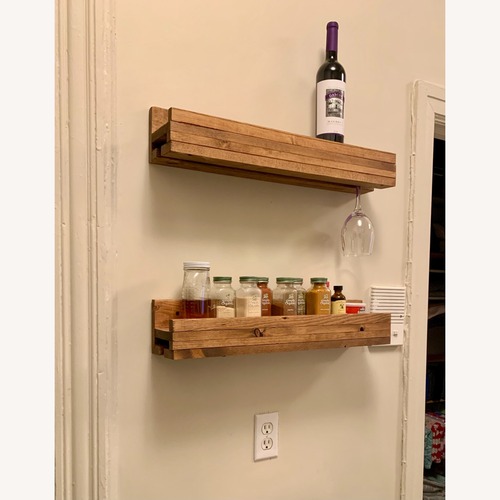 Used Wall Mounted Wine Bottle Rack & Shelves, Walnut for sale on AptDeco