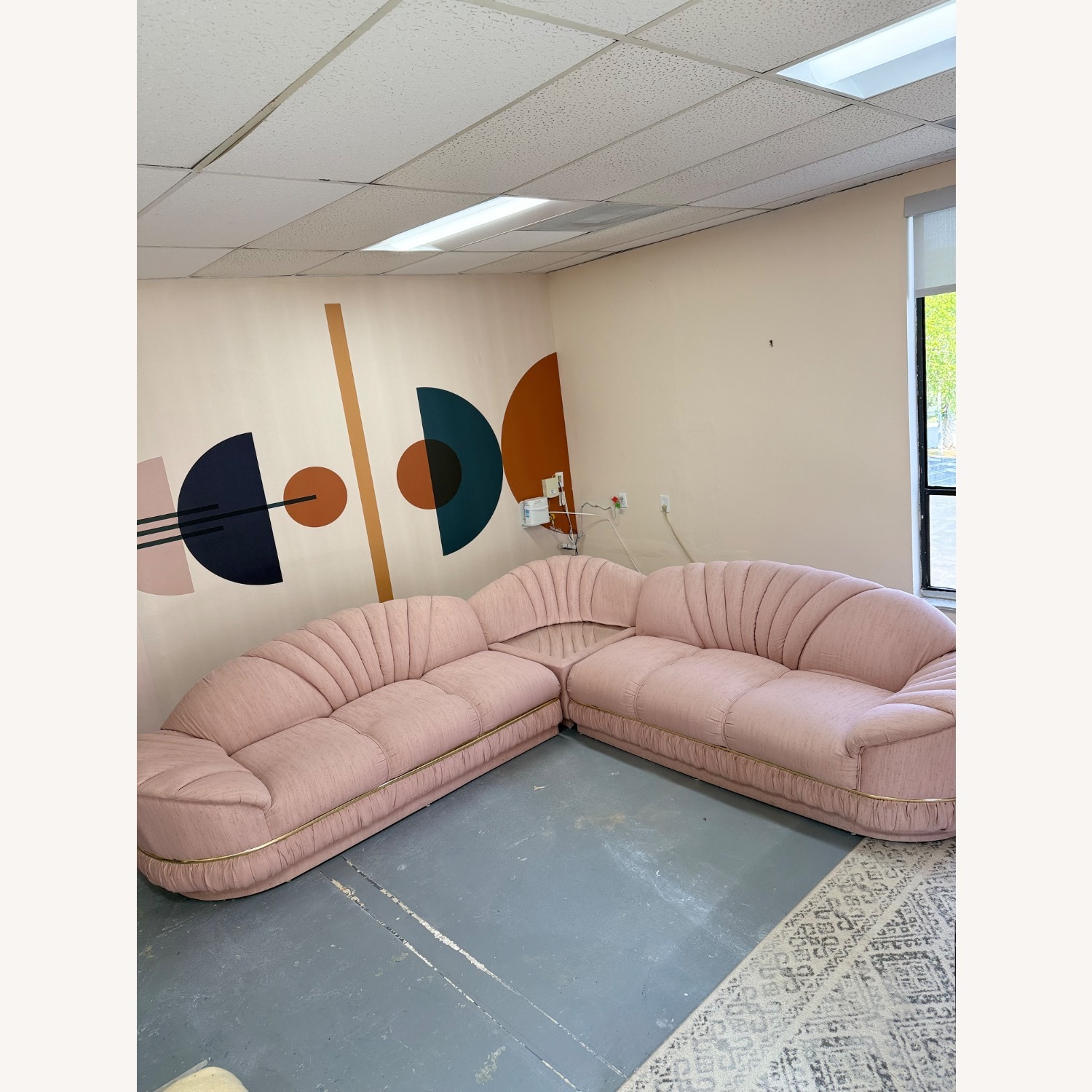 Rare Vintage 80’s Art Deco Sectional Sofa - image-1