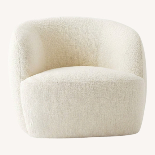 Used CB2 x Goop Bouclé Swivel Chairs Pair Ivory for sale on AptDeco