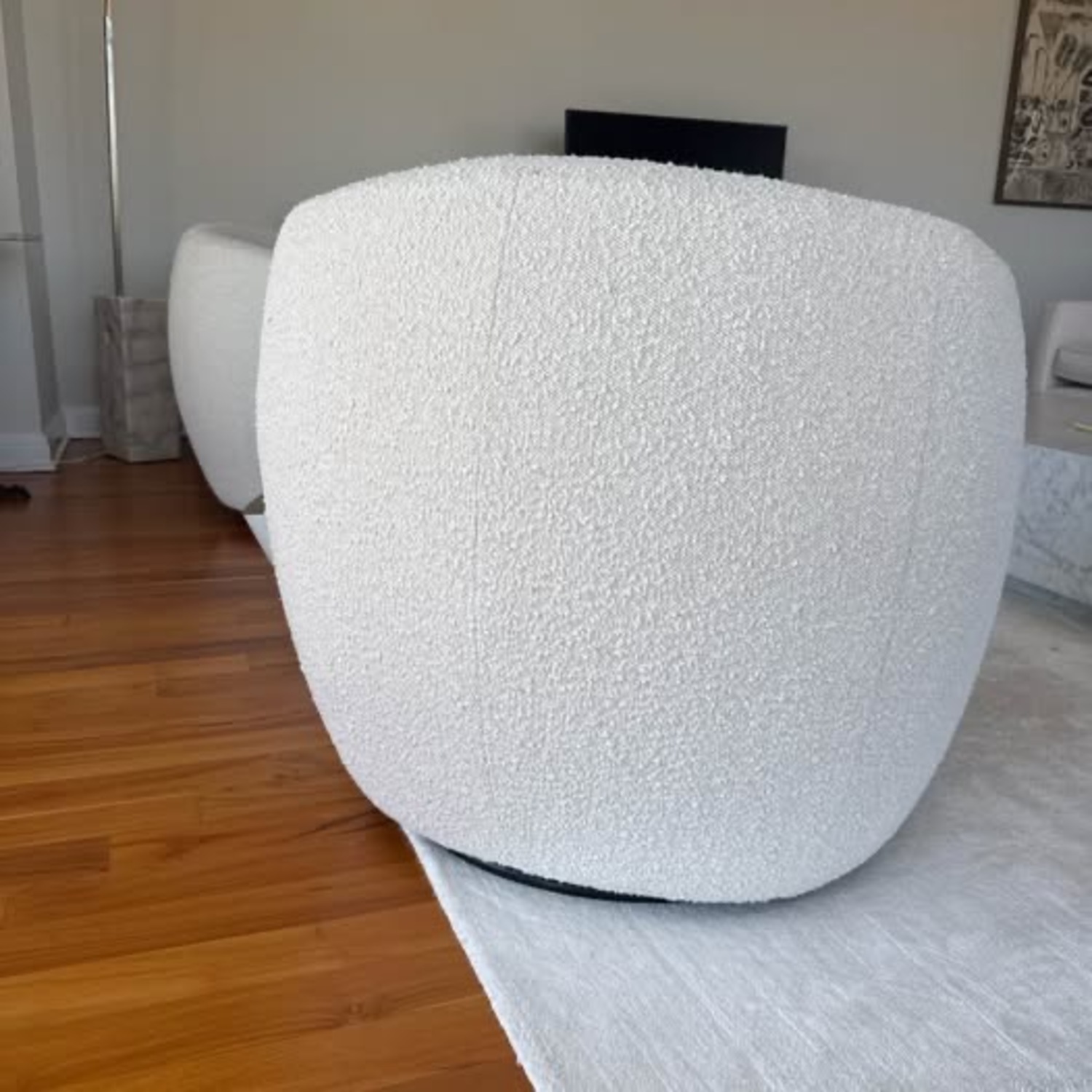 CB2 x Goop Bouclé Swivel Chairs Pair Ivory - image-4