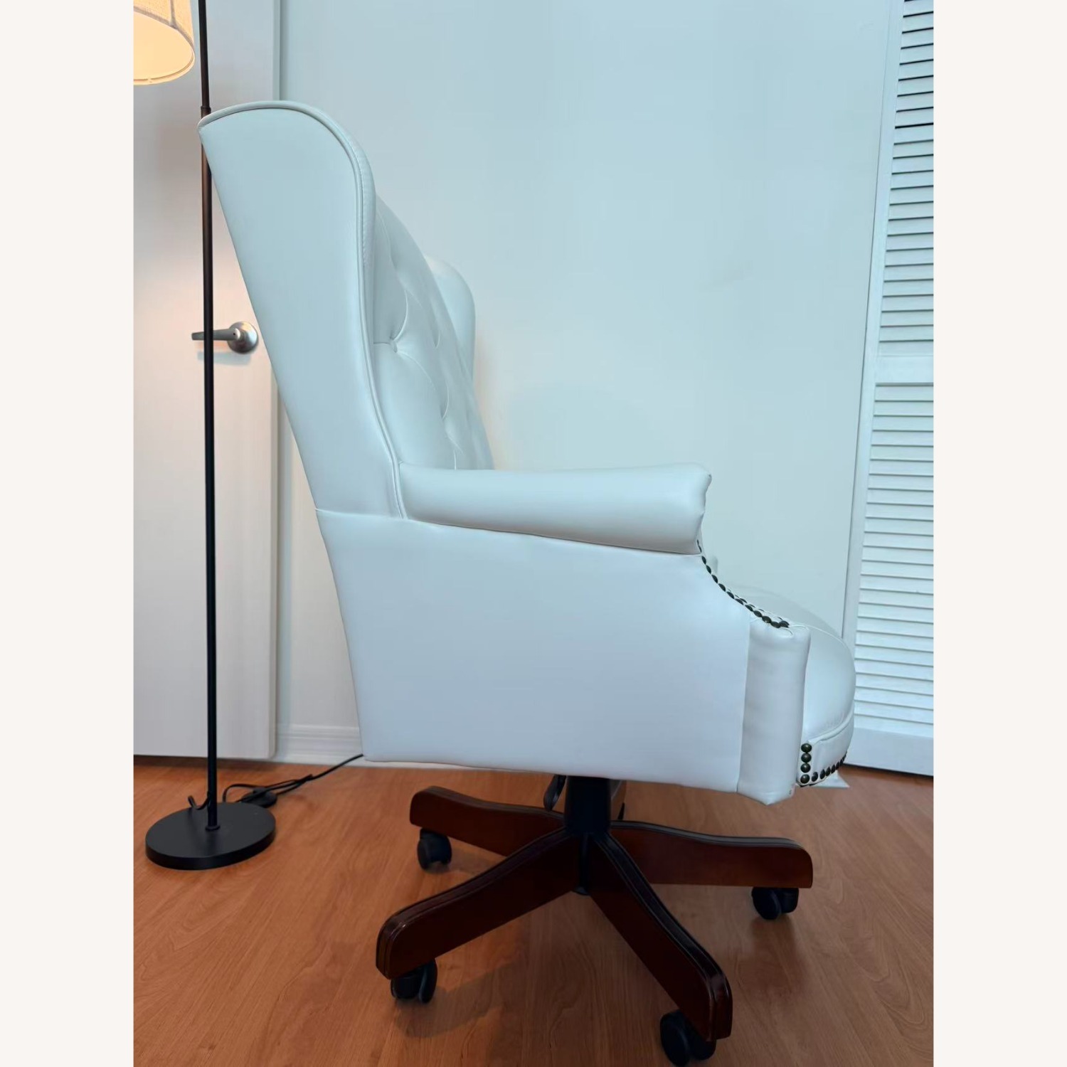 White Leather Office Chair - image-3