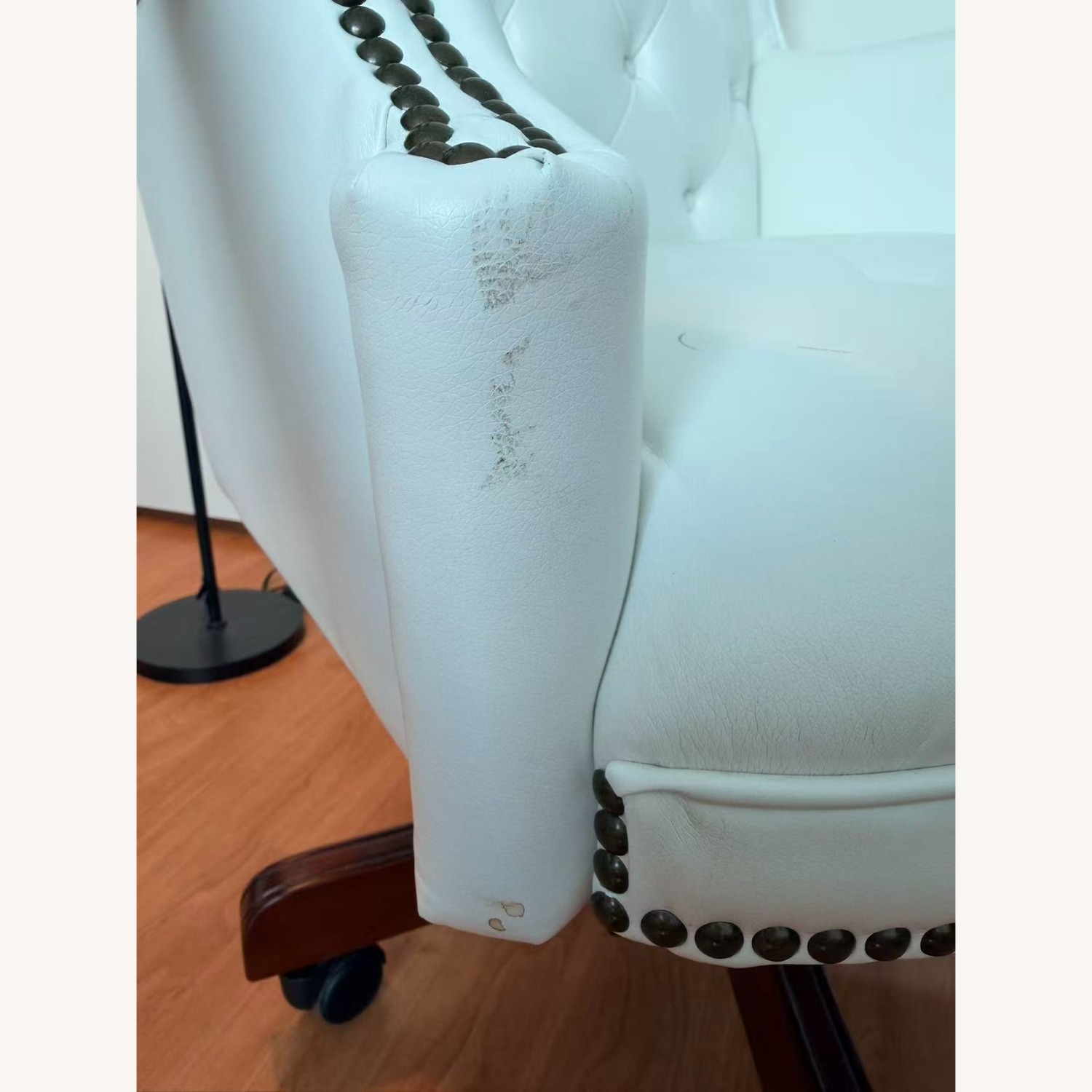 White Leather Office Chair - image-4