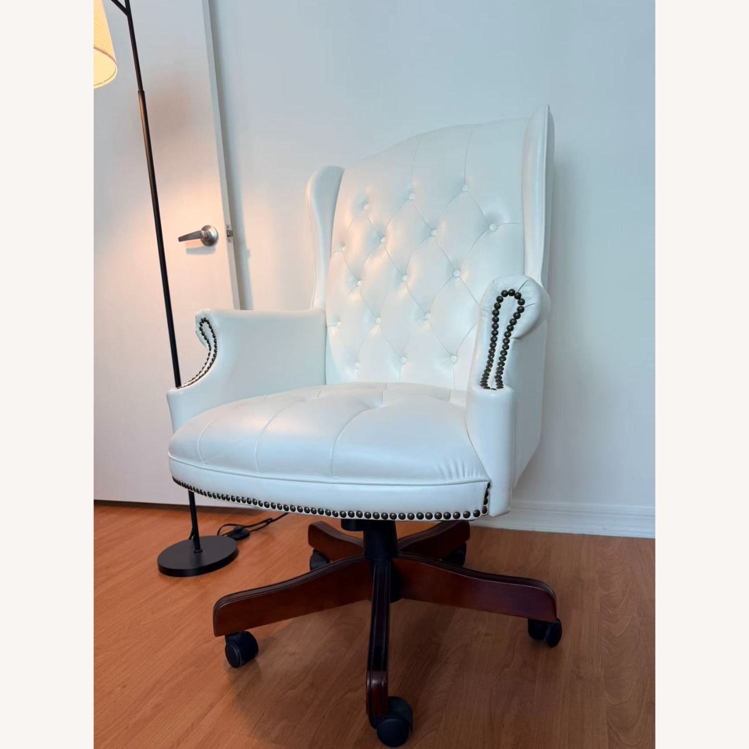 White Leather Office Chair - image-1