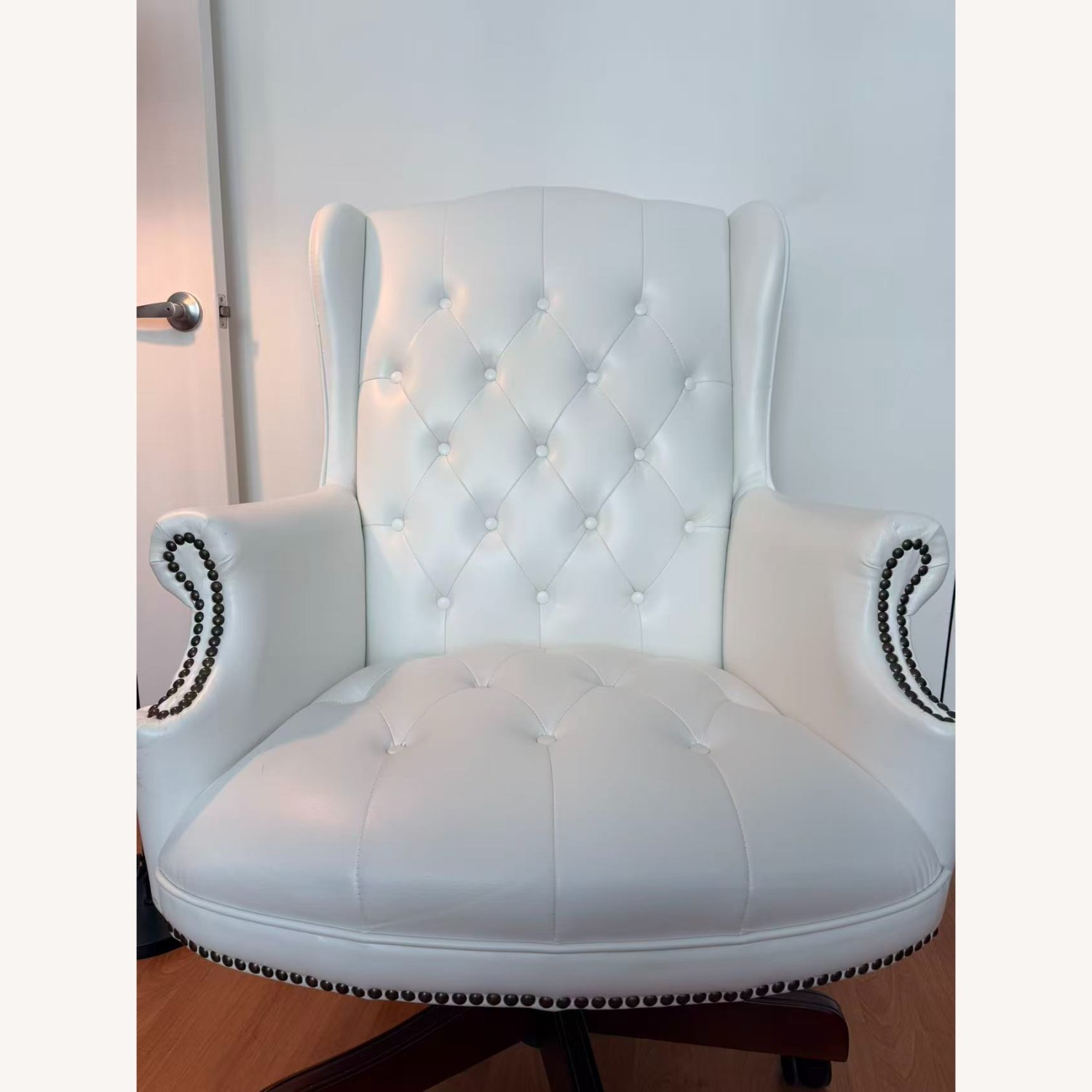 White Leather Office Chair - image-2