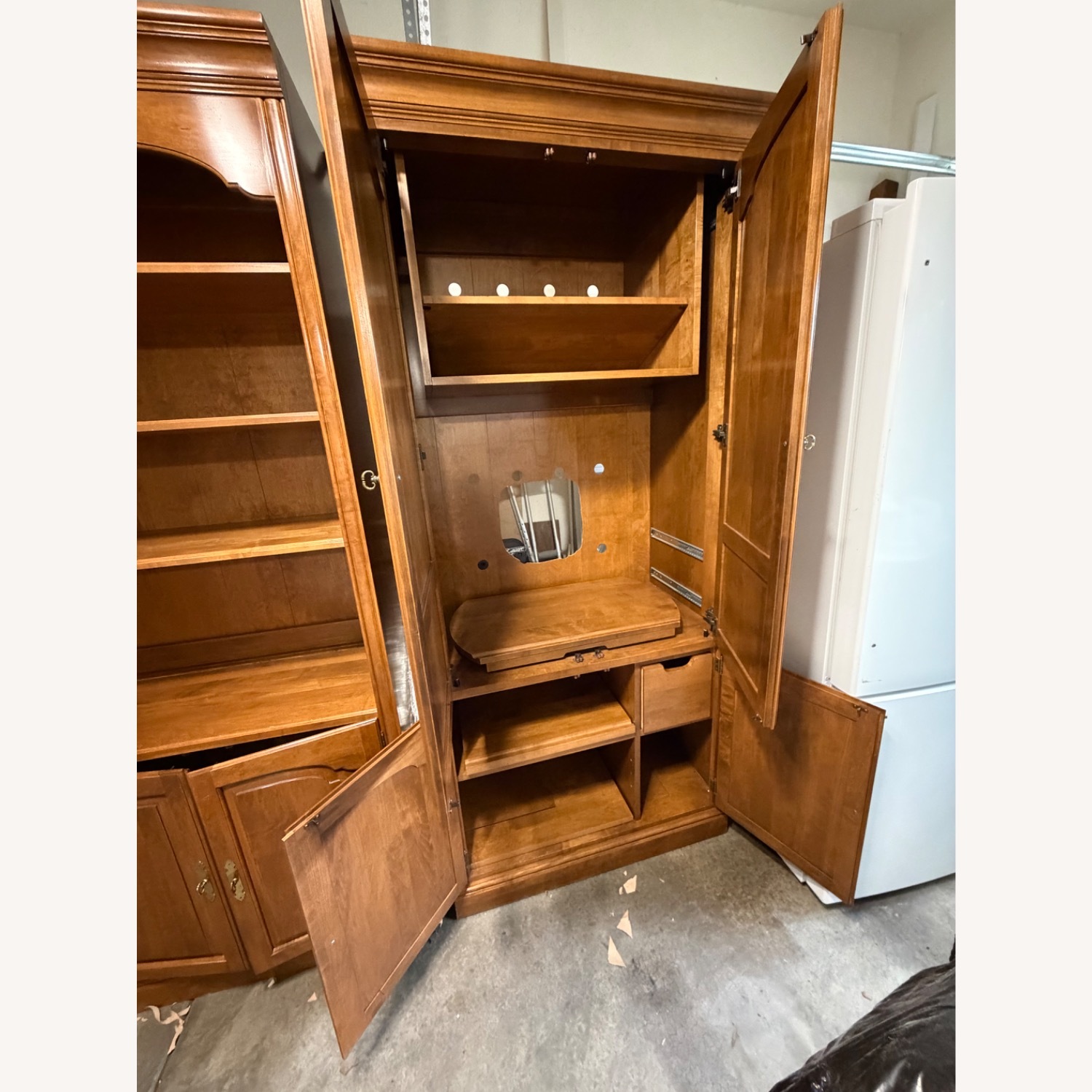 Ethan Allen Light Brown Wood Media Storage - image-1