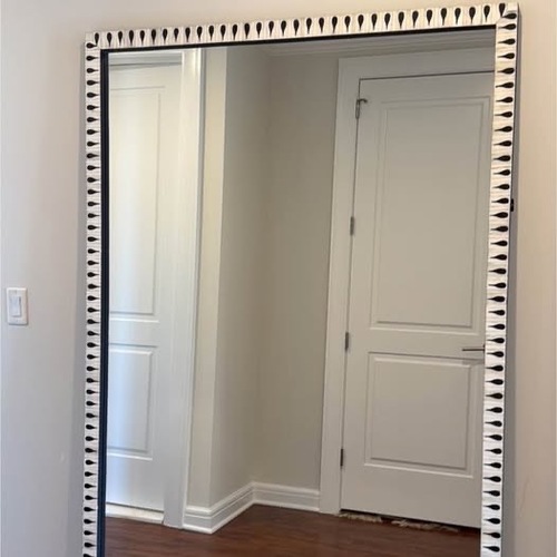 Used CB2 Bone Inlay Floor Mirror Black White  for sale on AptDeco