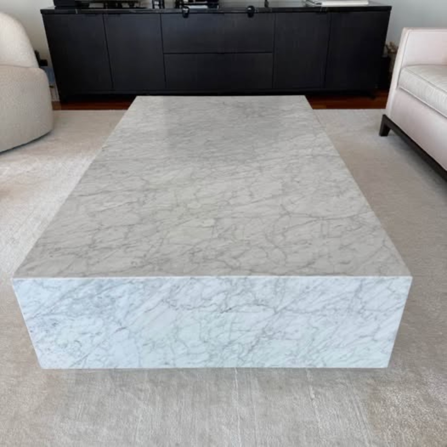 Restoration Hardware Marble Plinth Rectangular Coffee Table - image-1