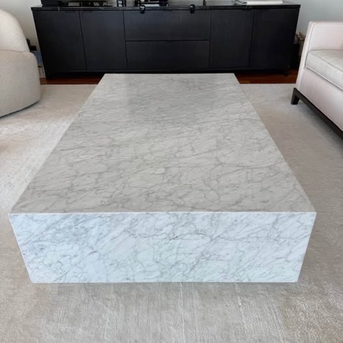 Used Restoration Hardware Marble Plinth Rectangular Coffee Table for sale on AptDeco