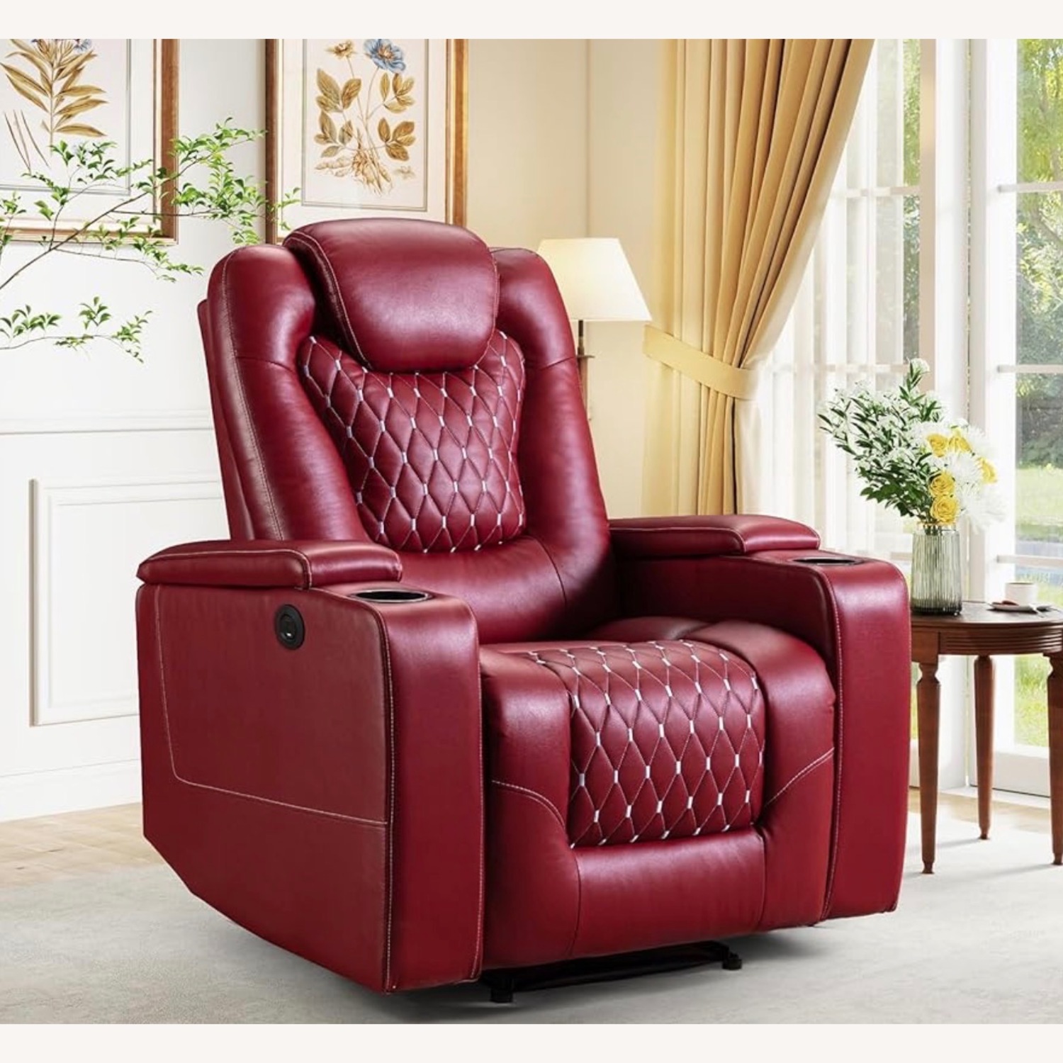 Red Leather Recliner - image-1