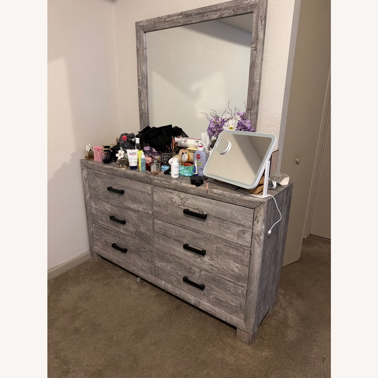 Light Gray Wood Dresser - image-1