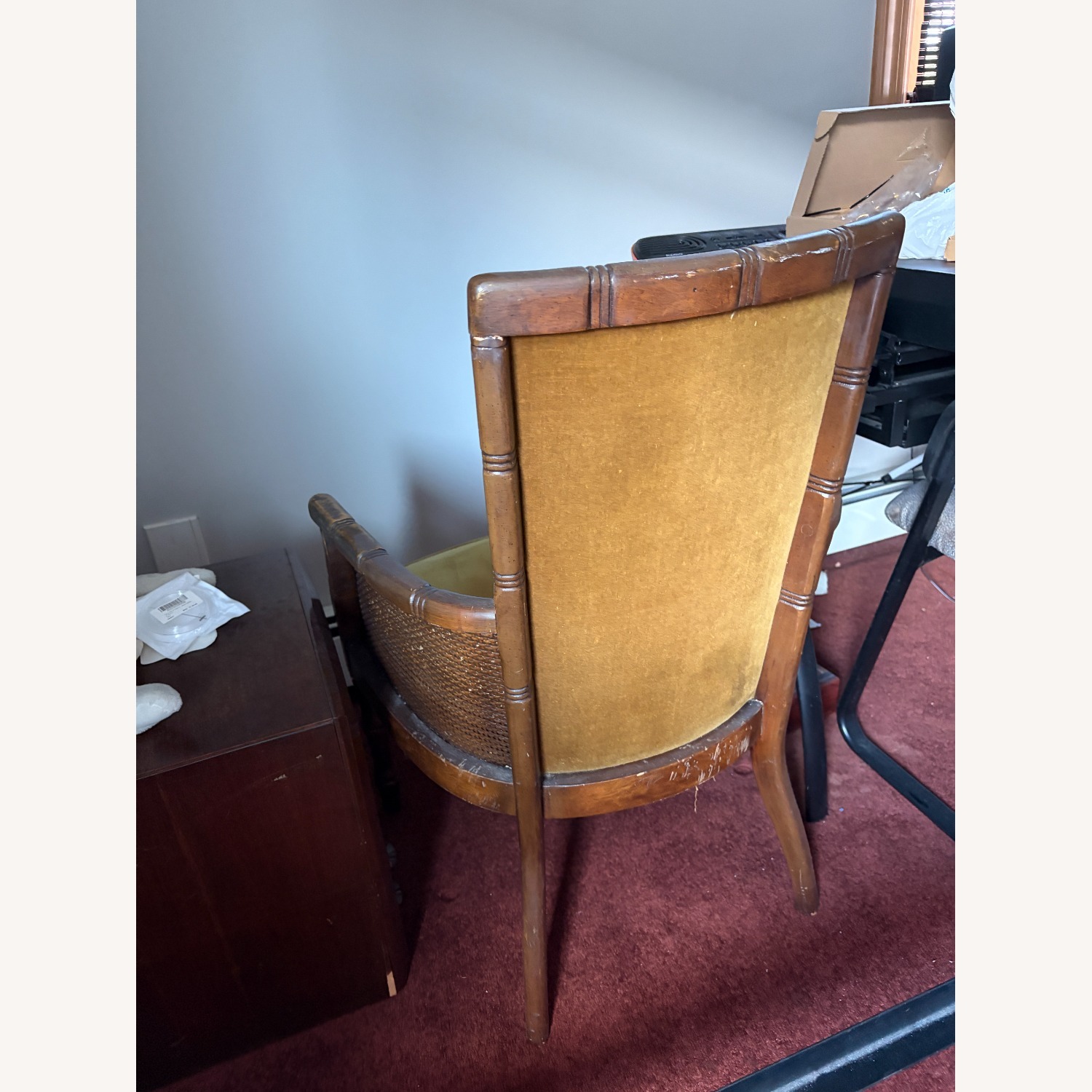 Antique French Provincial Wood + Cane Chair - image-5