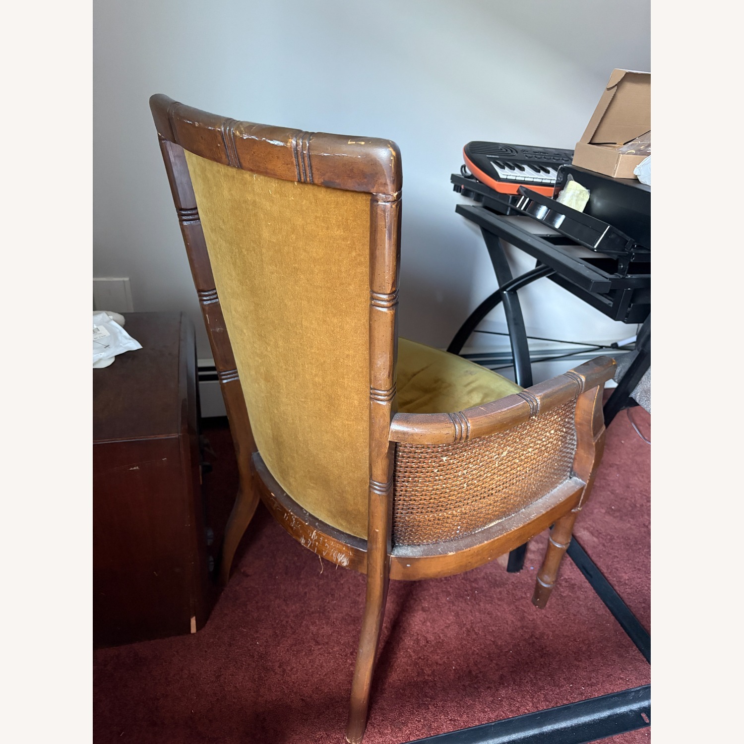 Antique French Provincial Wood + Cane Chair - image-3