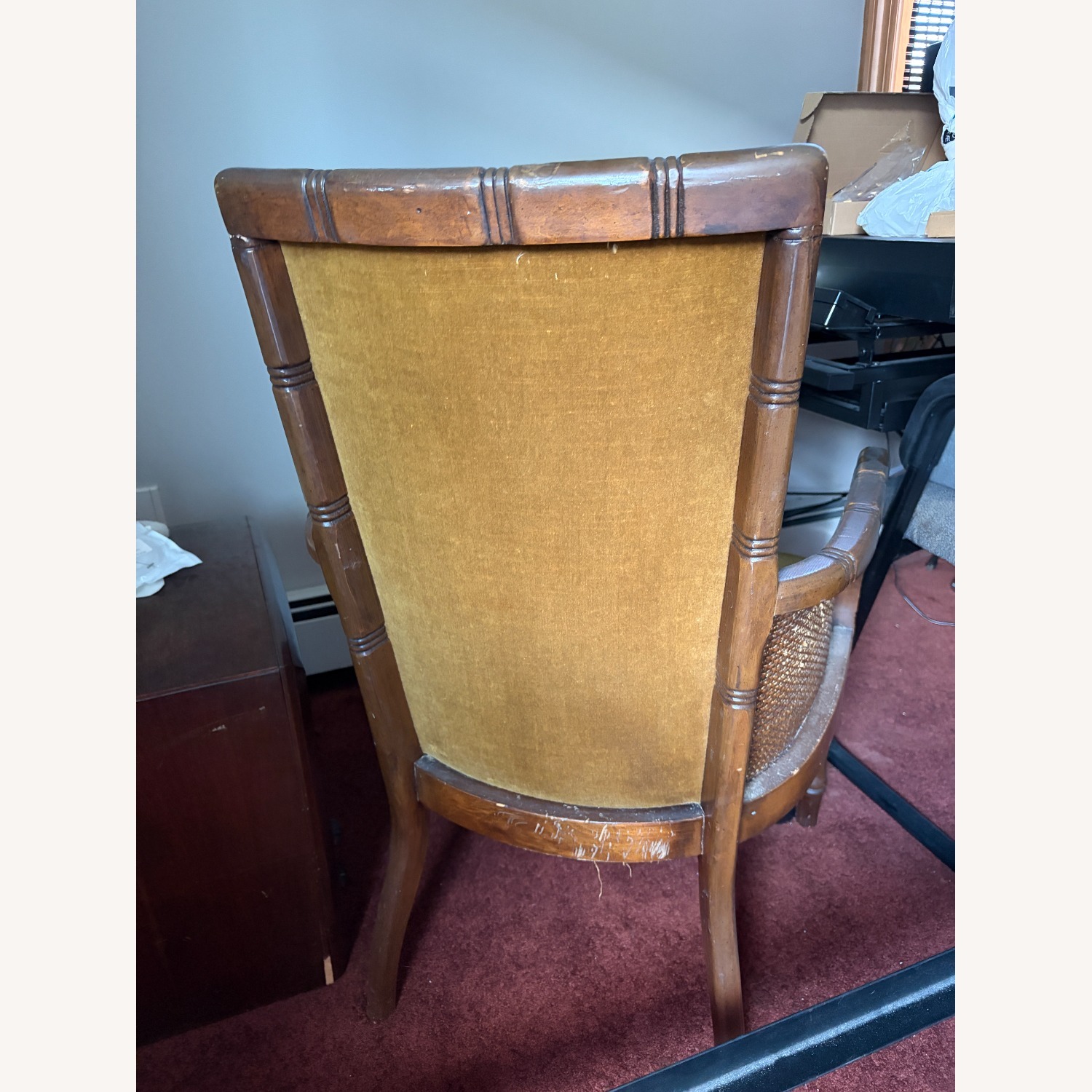 Antique French Provincial Wood + Cane Chair - image-4