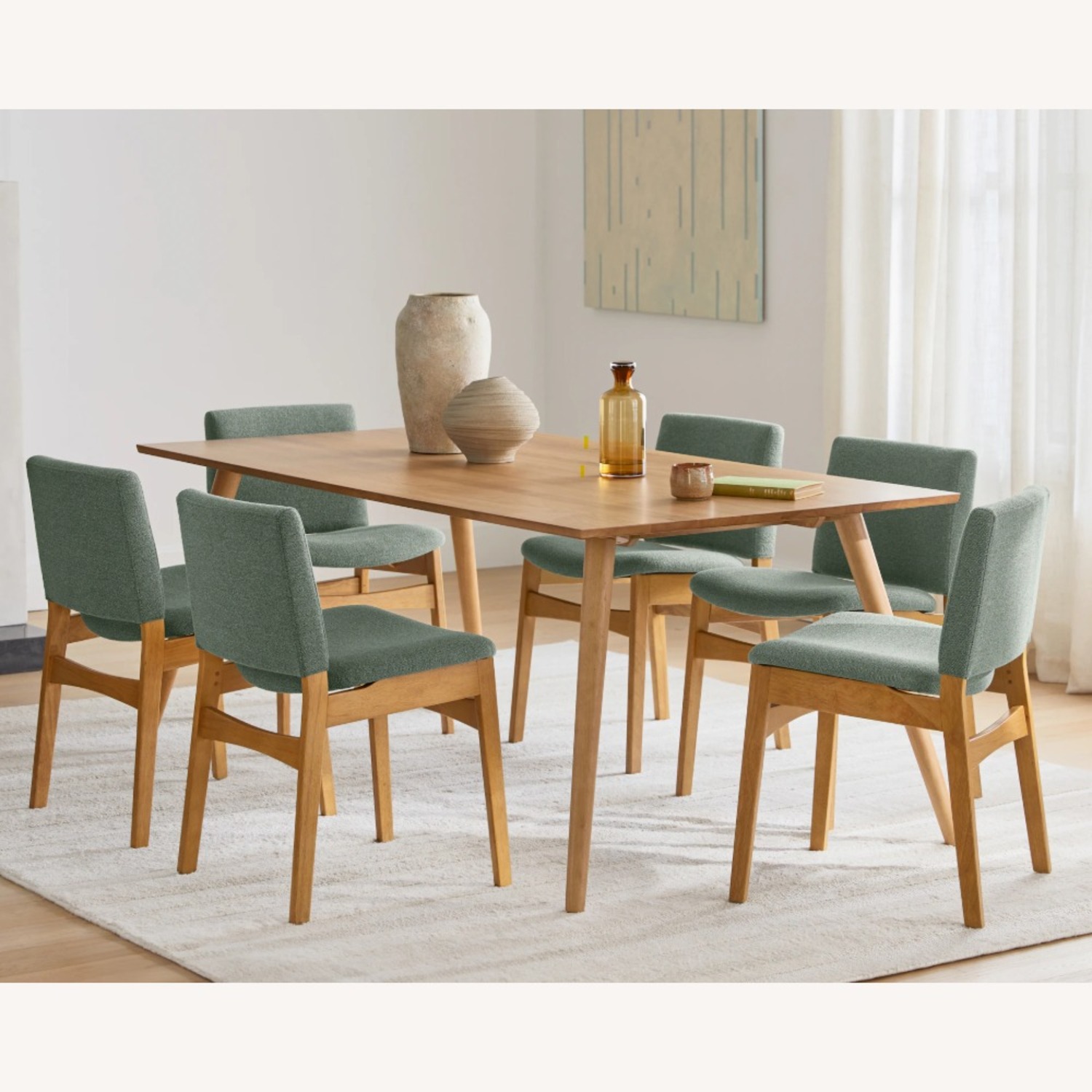Article Light Brown Dining Table and 6 Chairs Set - image-1