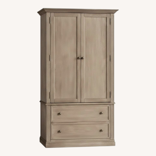 Used Pottery Barn Light Gray Wood Armoire for sale on AptDeco