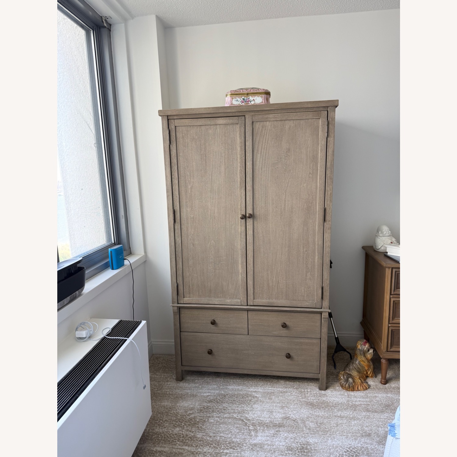 Pottery Barn Light Gray Wood Armoire - image-1