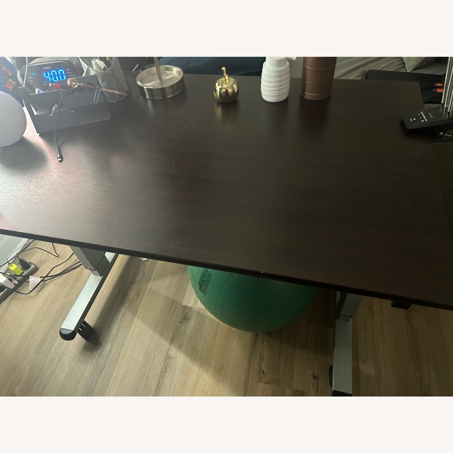 Dark Brown Wood Desk Stand Up w Crank - image-2