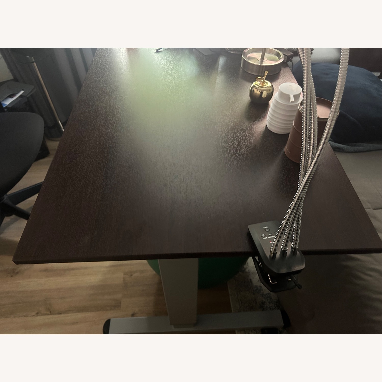 Dark Brown Wood Desk Stand Up w Crank - image-3