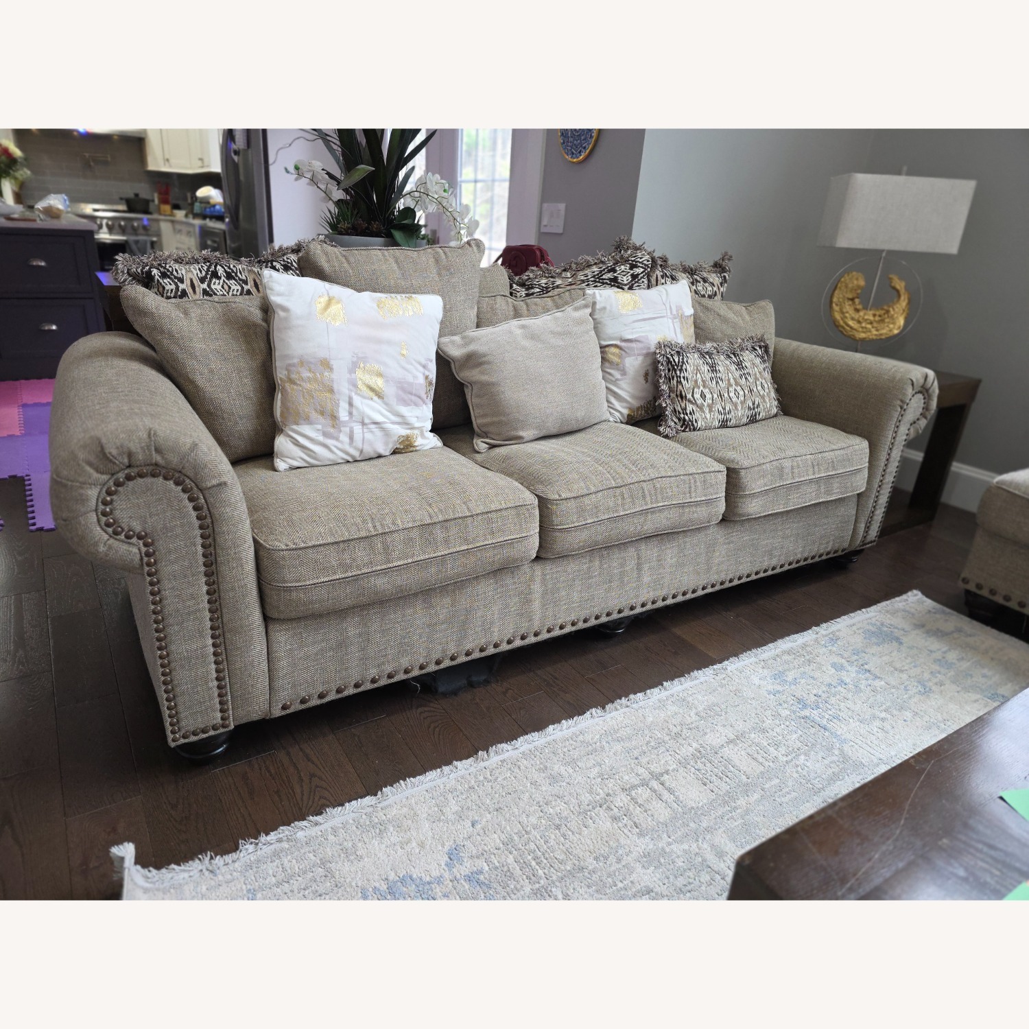 Ashley Furniture Natural Fabric 3+ Seater Sofa - image-2