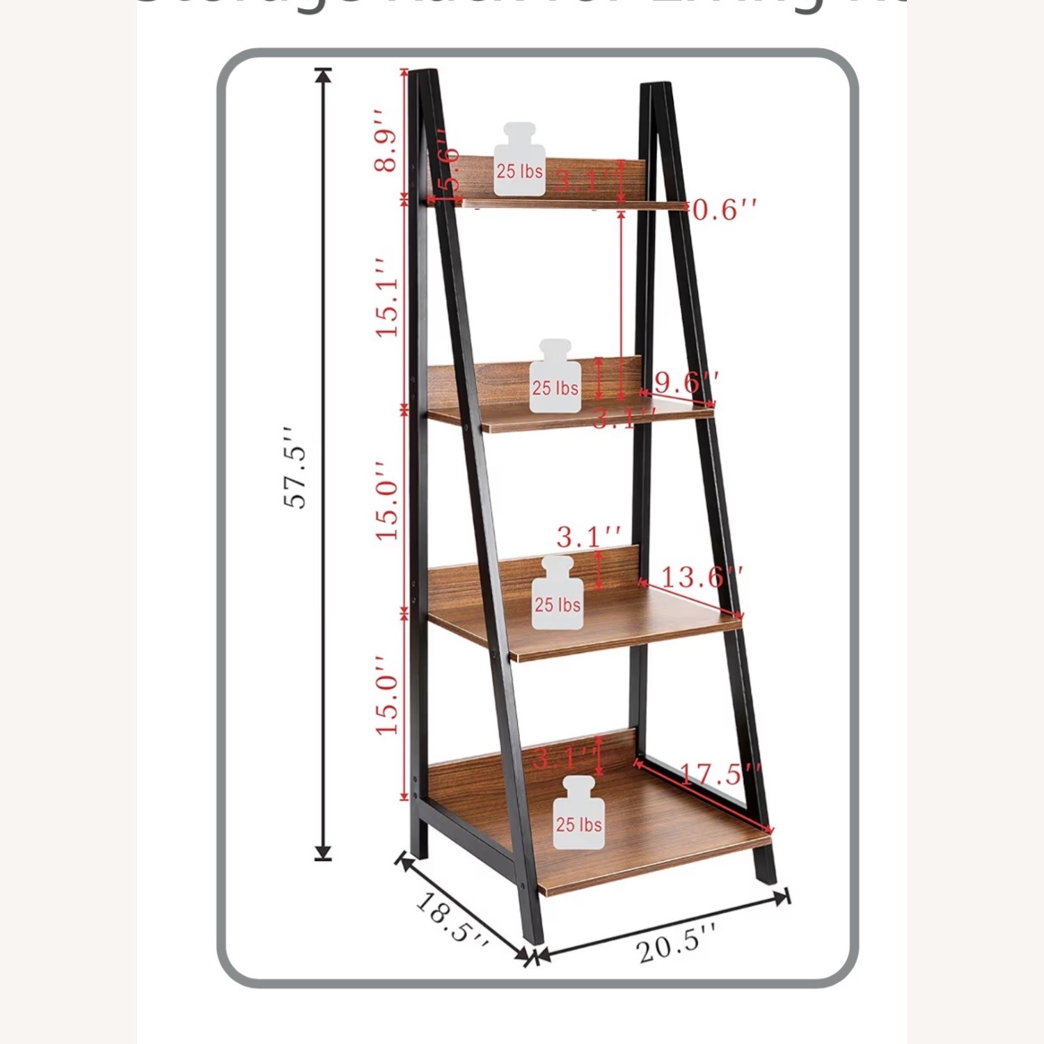 Amazon Dark Brown Industrial Ladder Shelf  - image-3