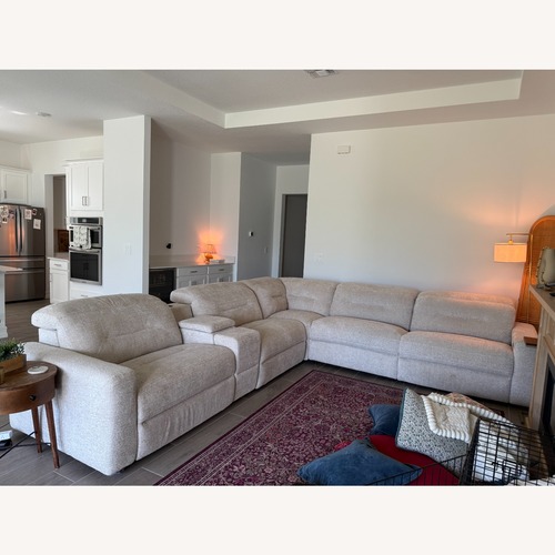 Used Rooms To Go Belia Natural Fabric 3+ Seater Sofa for sale on AptDeco