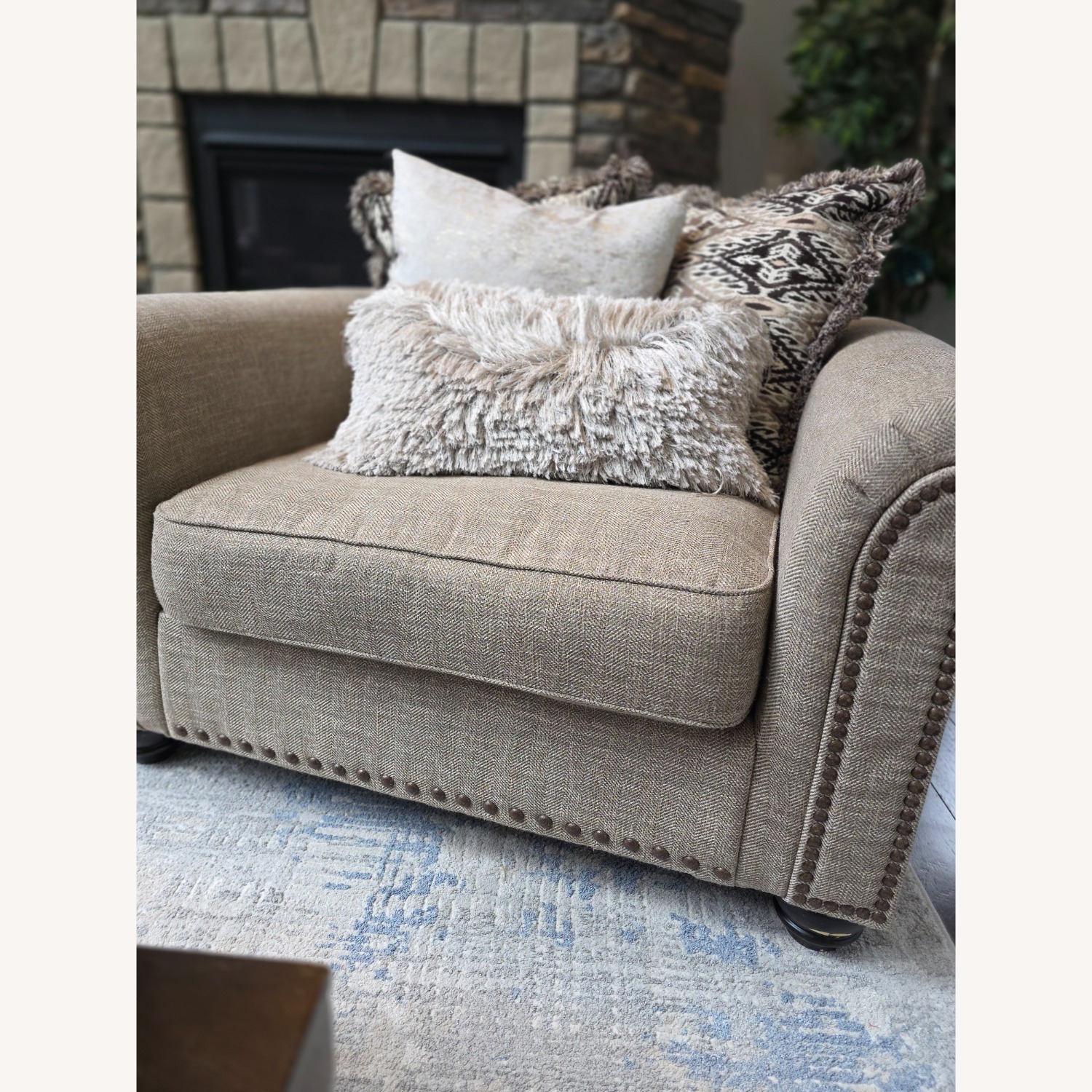 Ashley Furniture Natural Fabric Loveseat - image-5