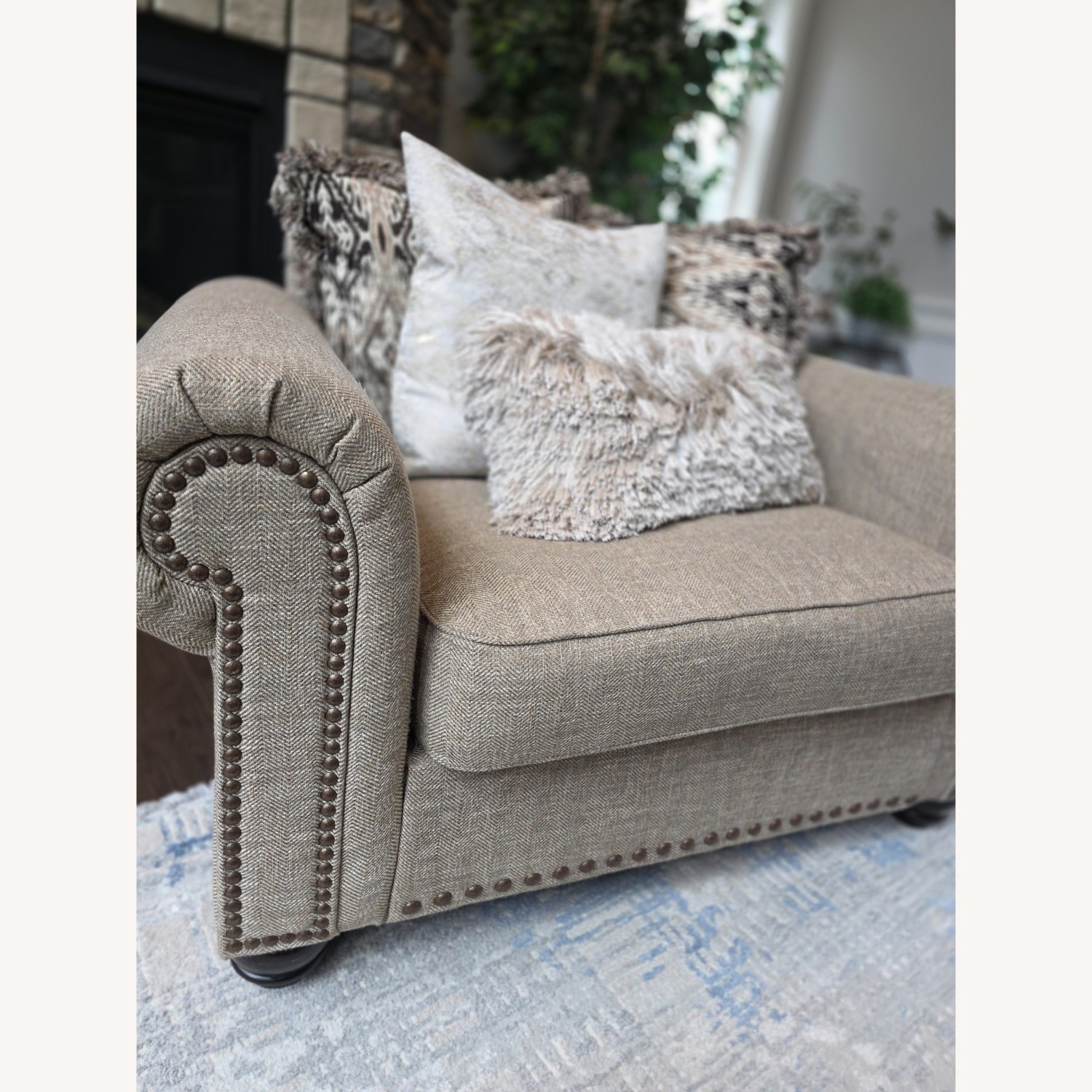 Ashley Furniture Natural Fabric Loveseat - image-4