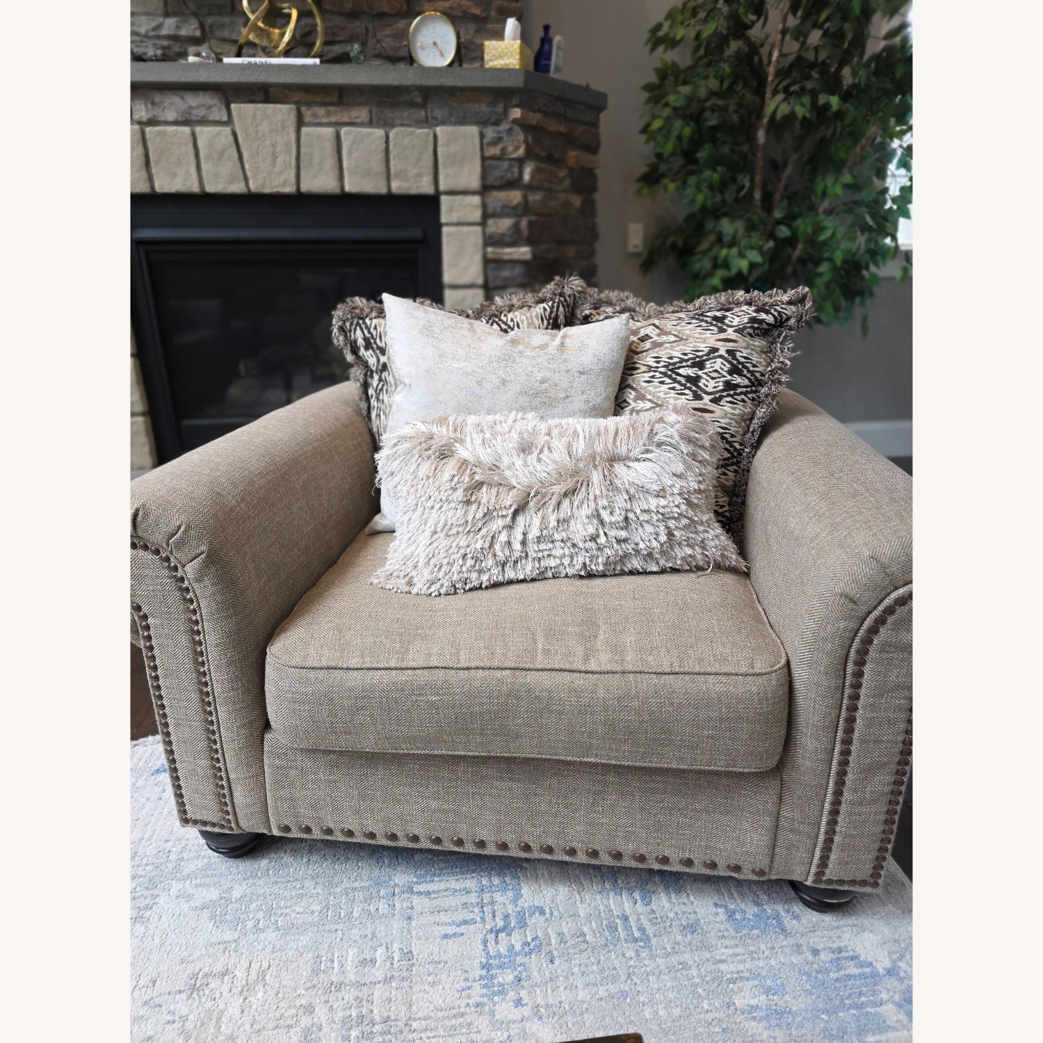 Ashley Furniture Natural Fabric Loveseat - image-6