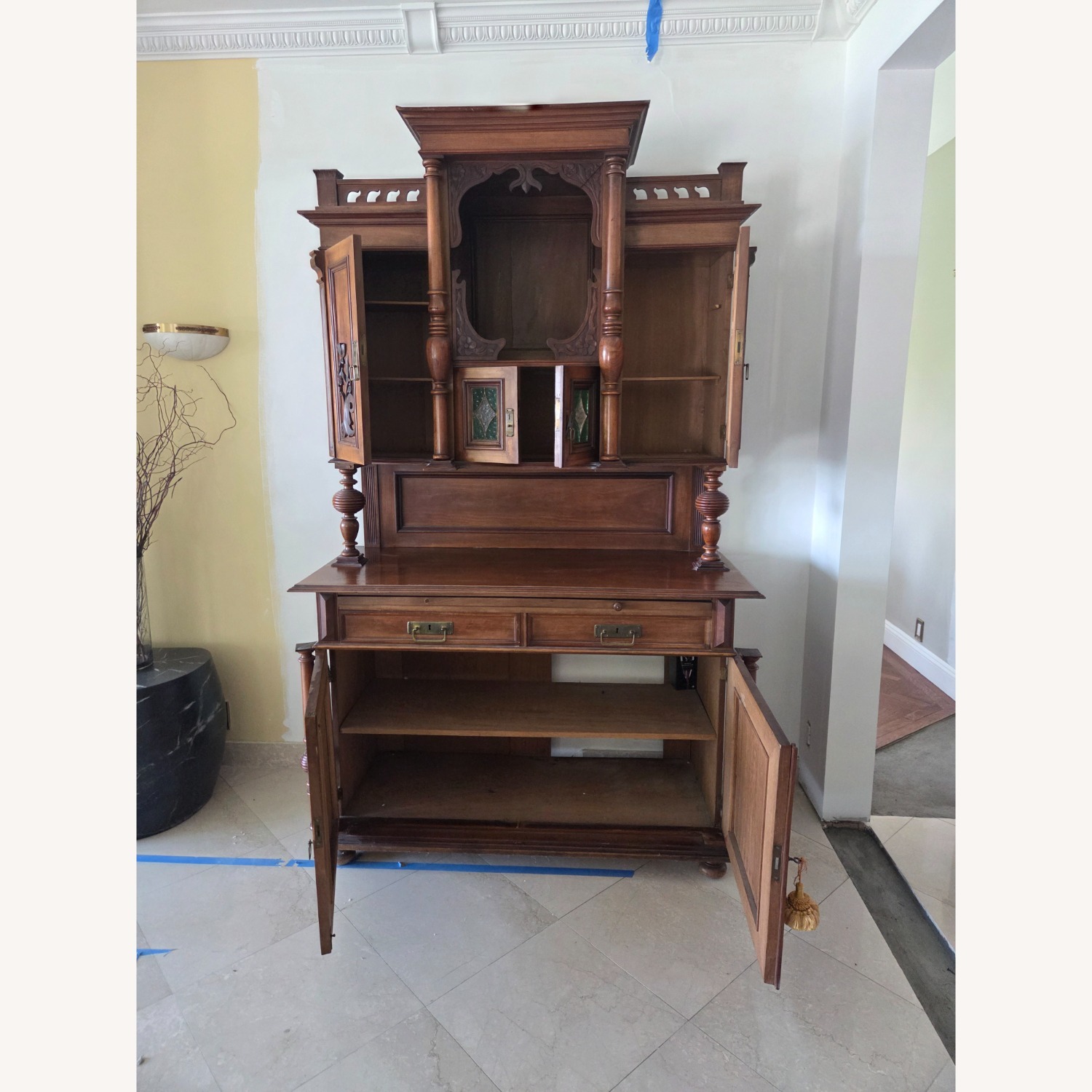 Dark Brown Wood Wall Unit - image-2