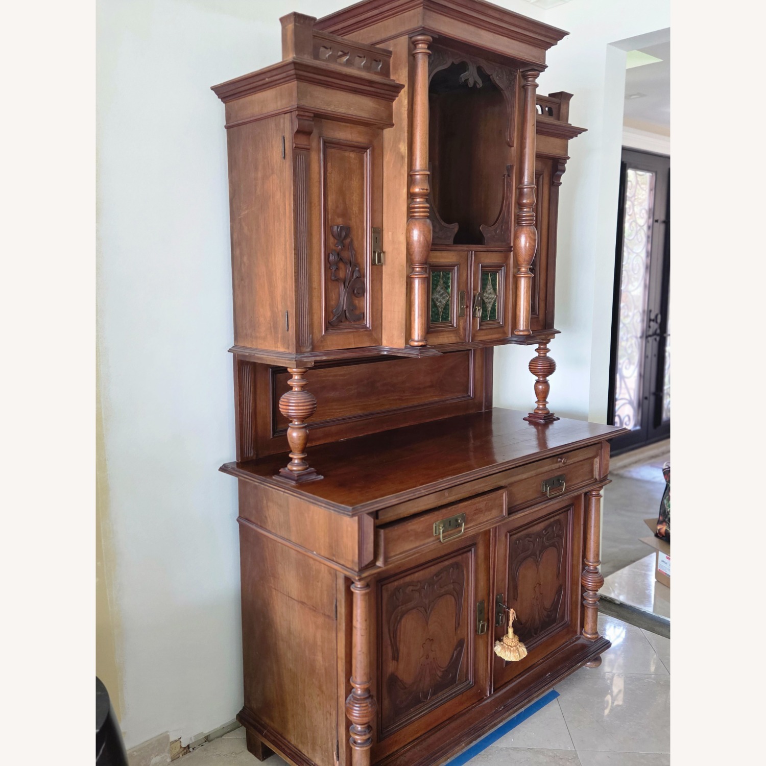 Dark Brown Wood Wall Unit - image-3