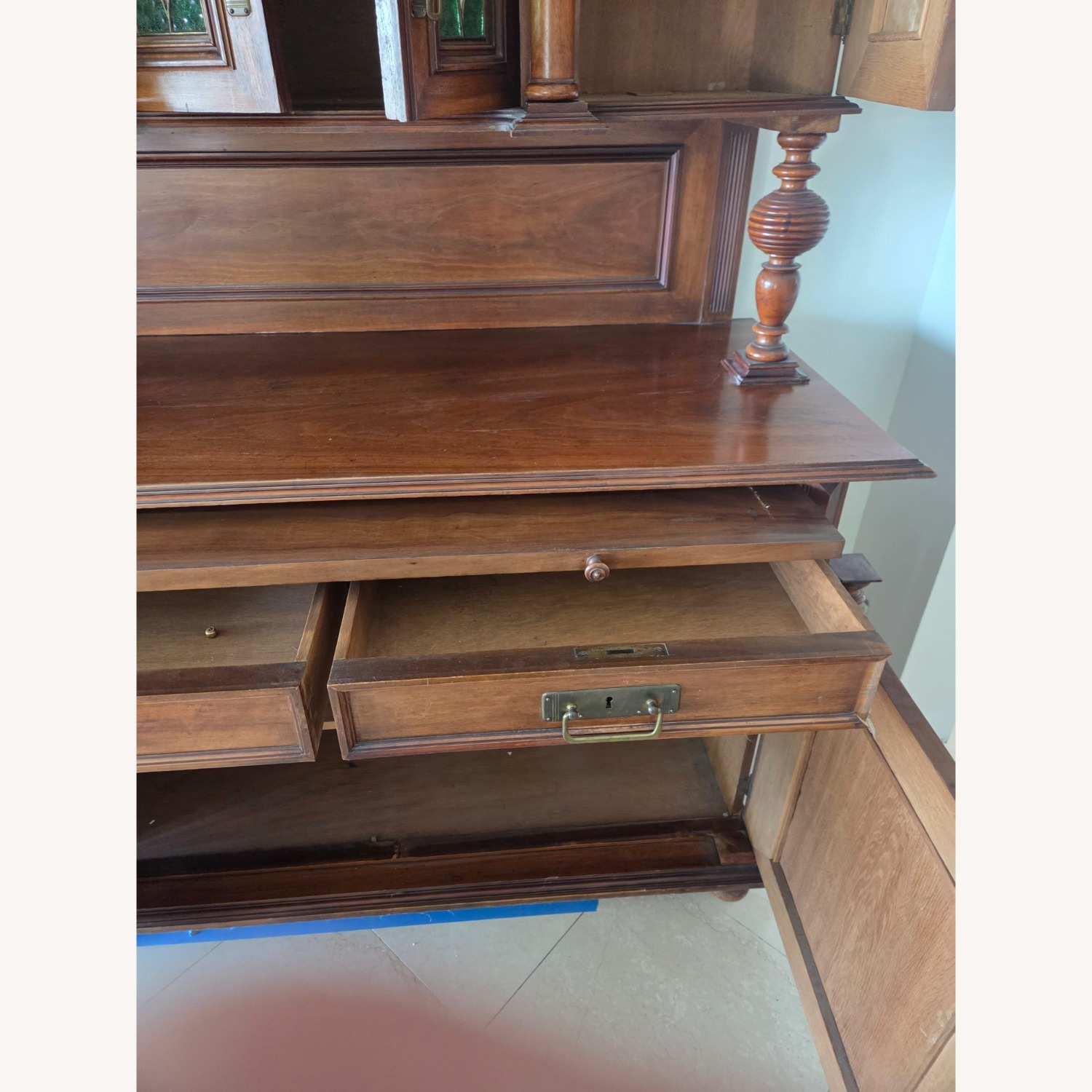Dark Brown Wood Wall Unit - image-7