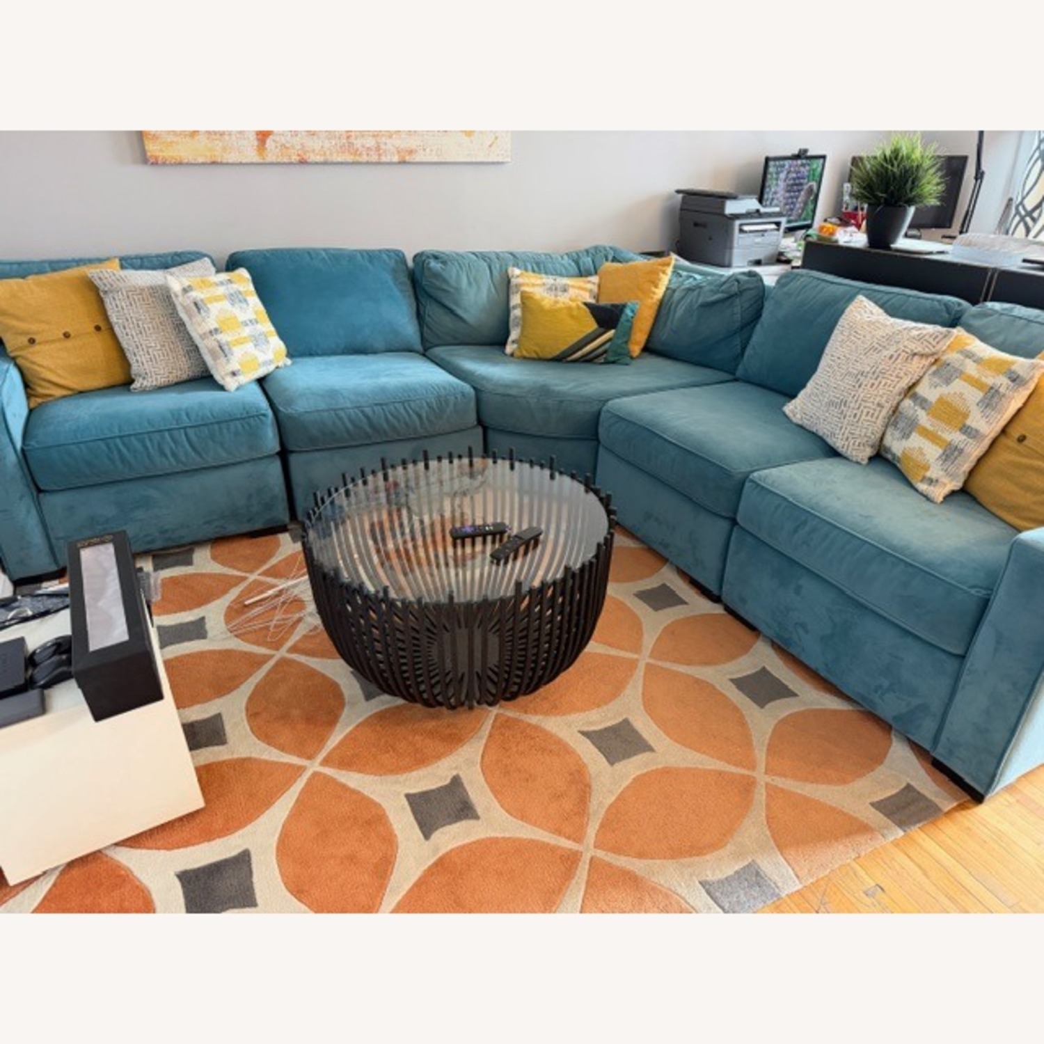 Macy's Radley Blue 5 Piece Sectional - image-7