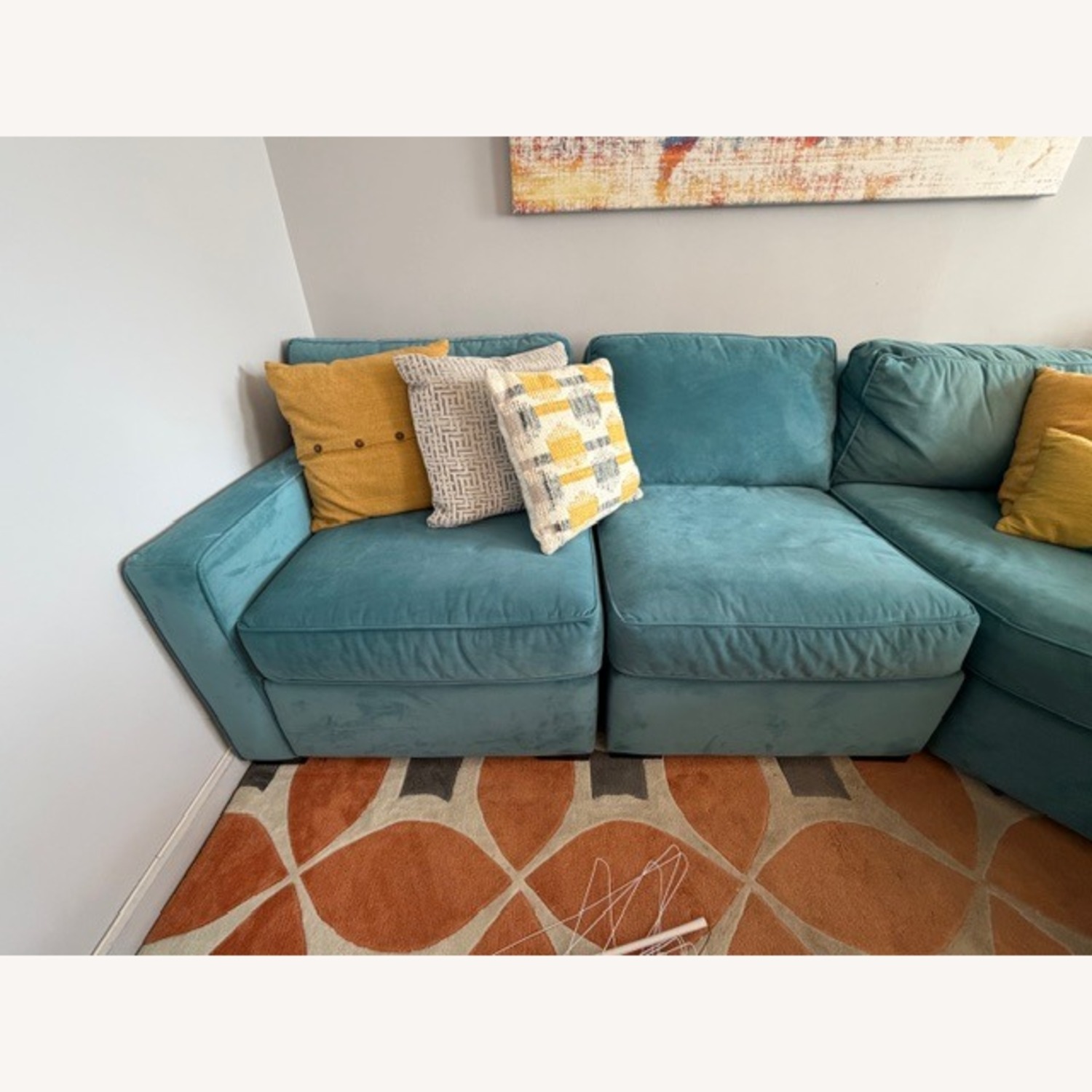 Macy's Radley Blue 5 Piece Sectional - image-8