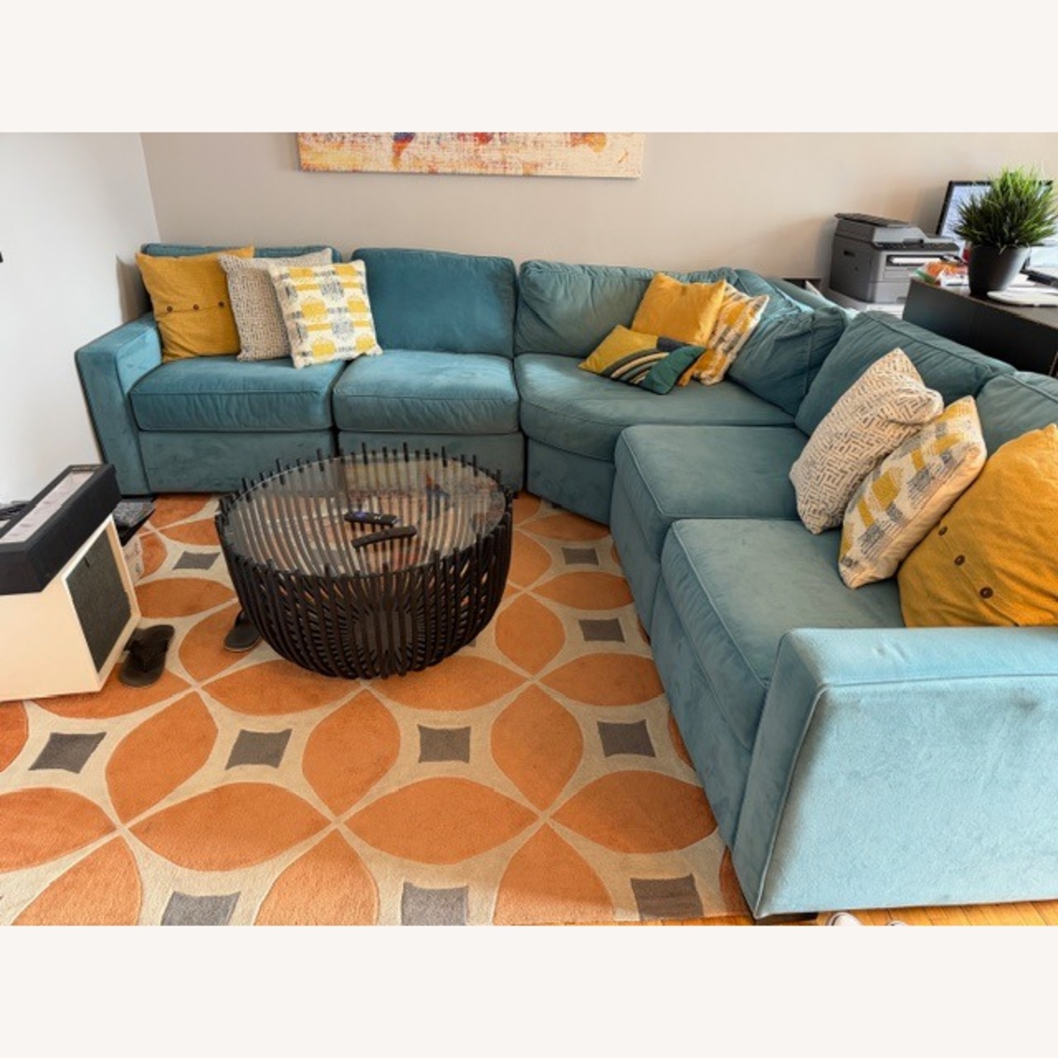 Macy's Radley Blue 5 Piece Sectional - image-1