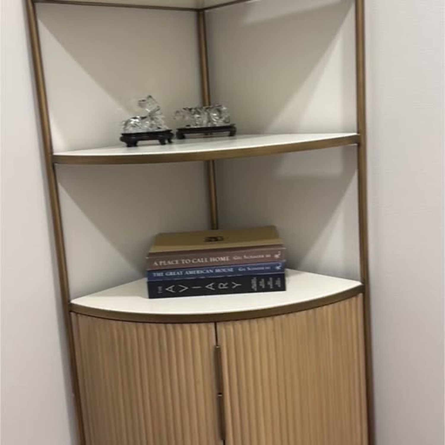 Crate & Barrel Corner Storage Cabinet Bookcase - image-1