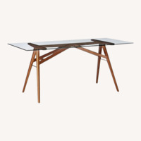 West Elm Dark Brown Glass Dining Table