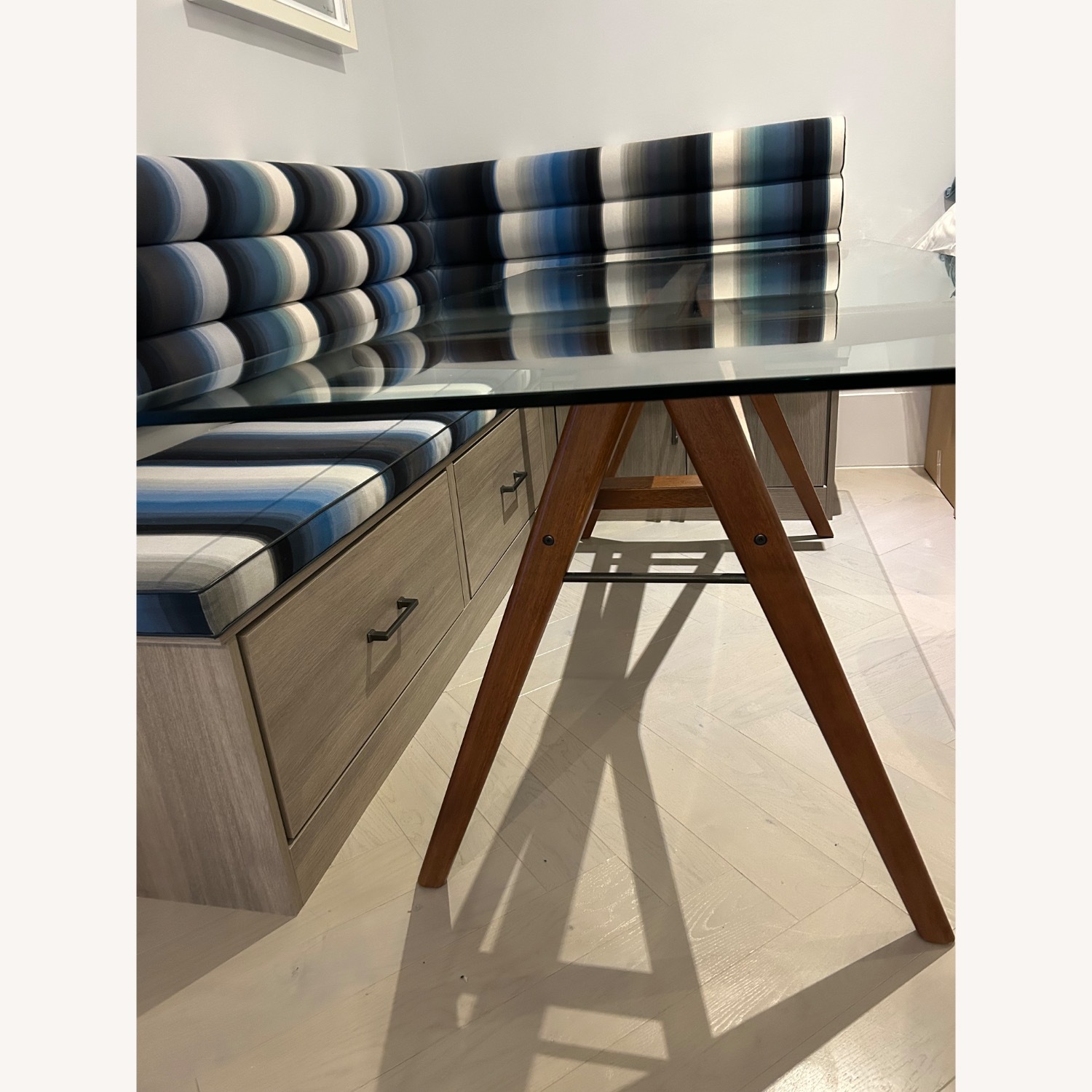 West Elm Dark Brown Glass Dining Table - image-3