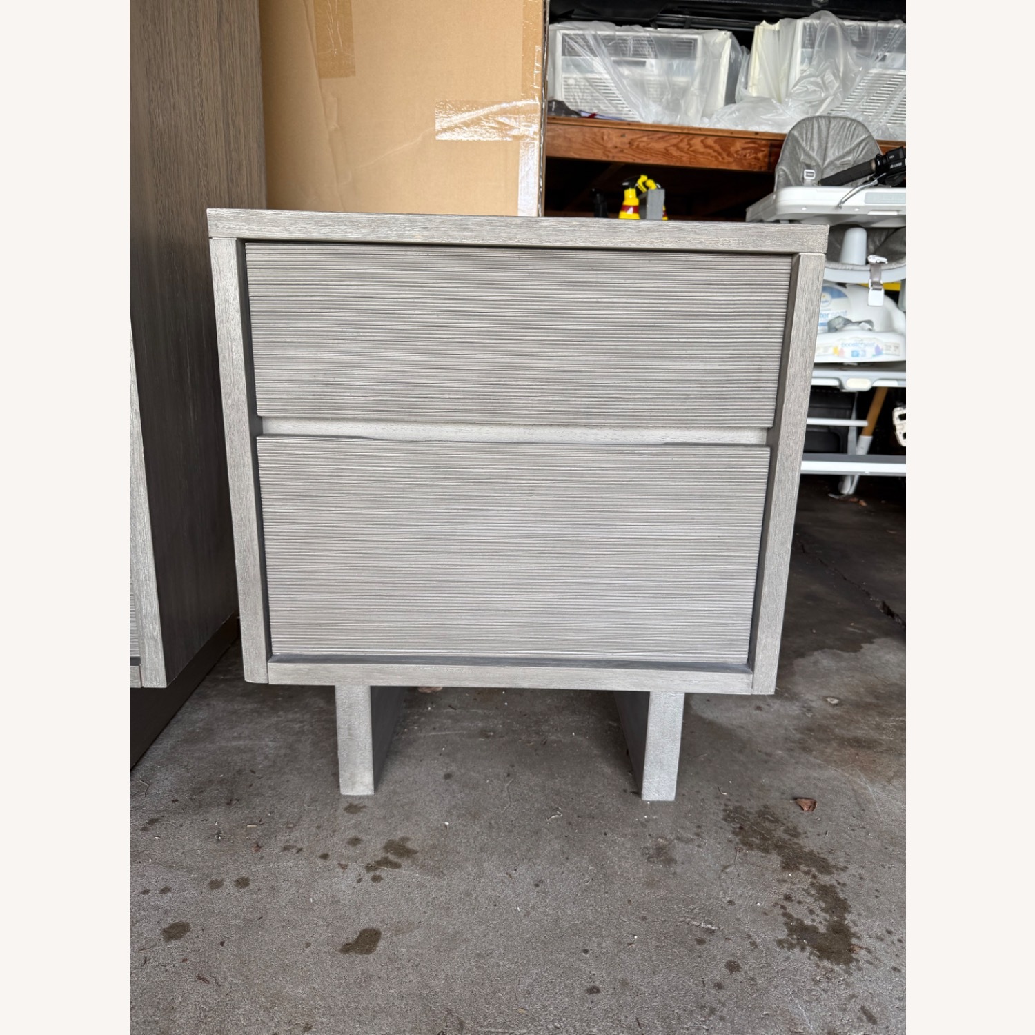 West Elm Arbor Weathered Gray Wood Nightstand - image-1