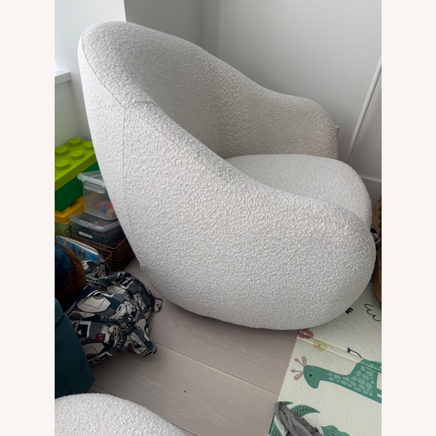 West Elm White Boucle Nursing Chair - image-4