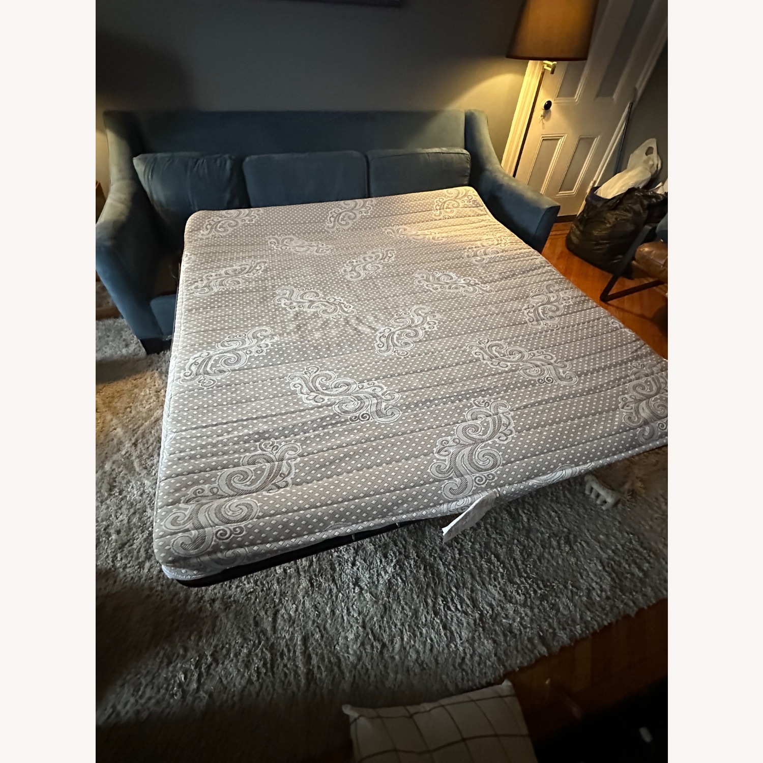 Blue Sleeper Sofa with Reversible Chaise - image-6