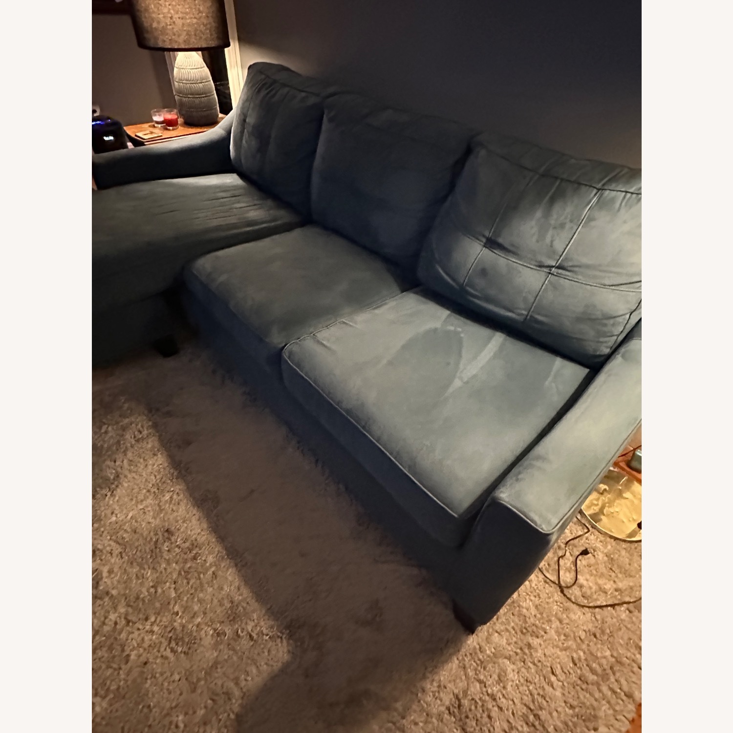 Blue Sleeper Sofa with Reversible Chaise - image-3