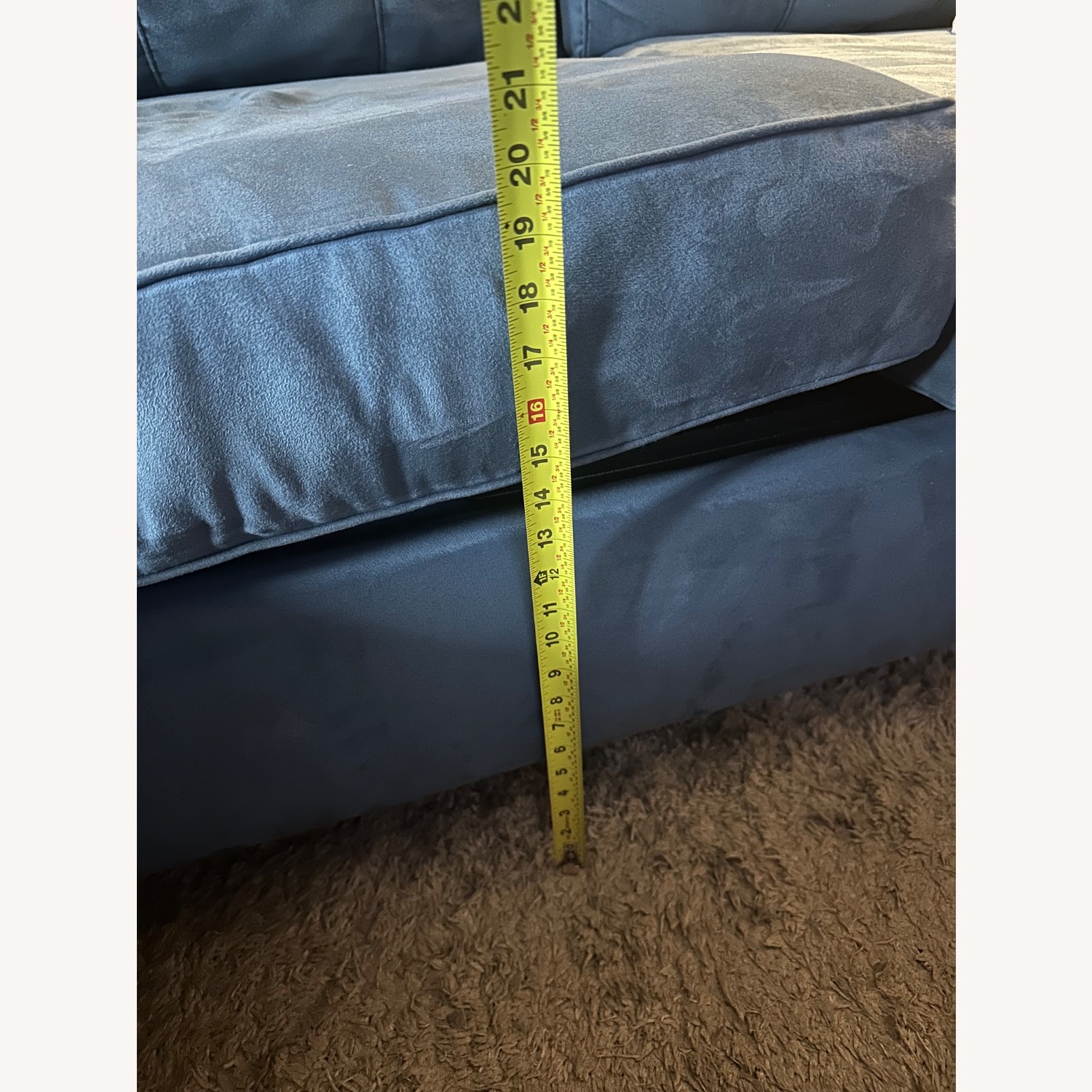 Blue Sleeper Sofa with Reversible Chaise - image-8