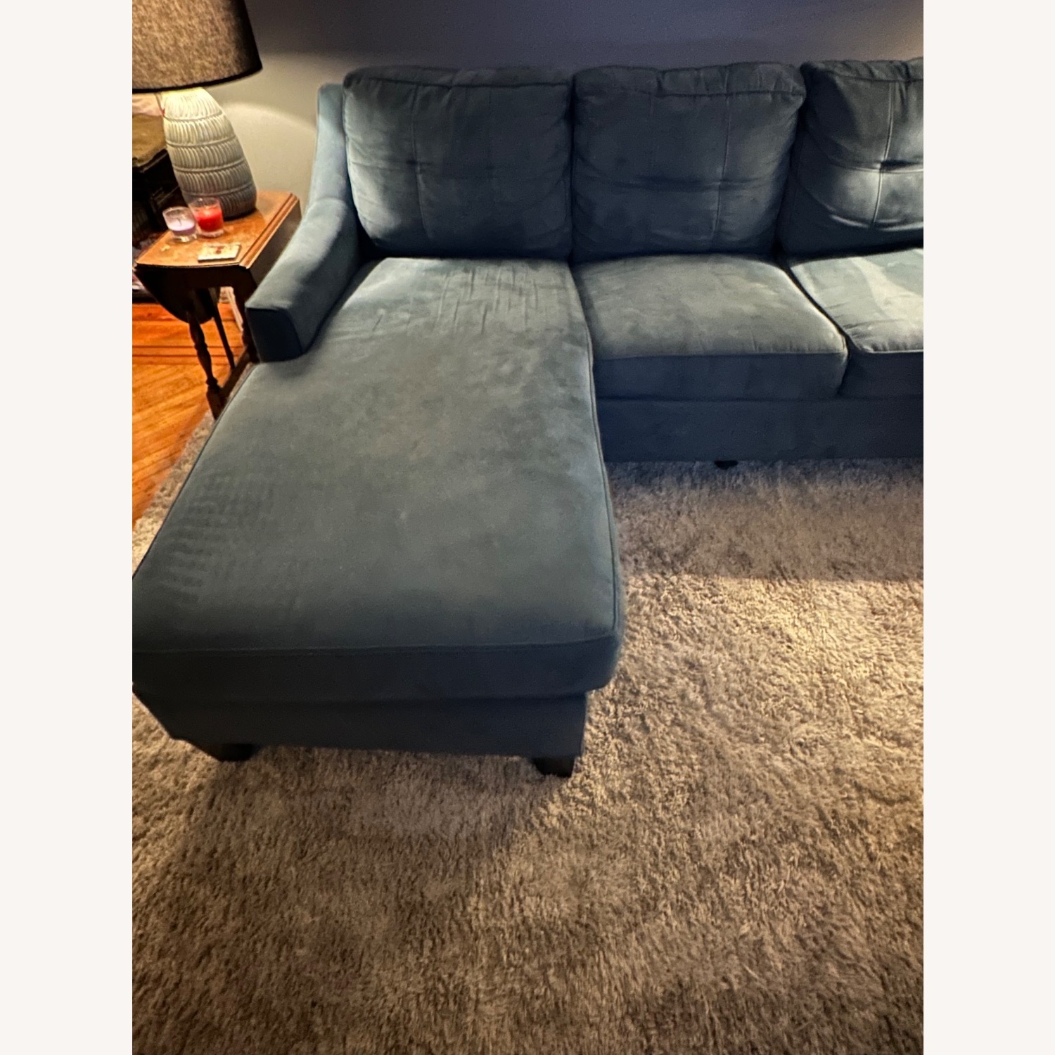 Blue Sleeper Sofa with Reversible Chaise - image-4