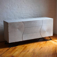 Modern Wooden Engraved Credenza Sideboard