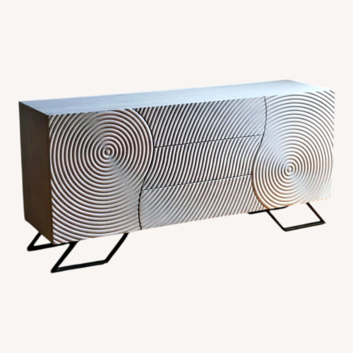 Used Brooklyn Space Modern Wooden Engraved Credenza Sideboard for sale on AptDeco