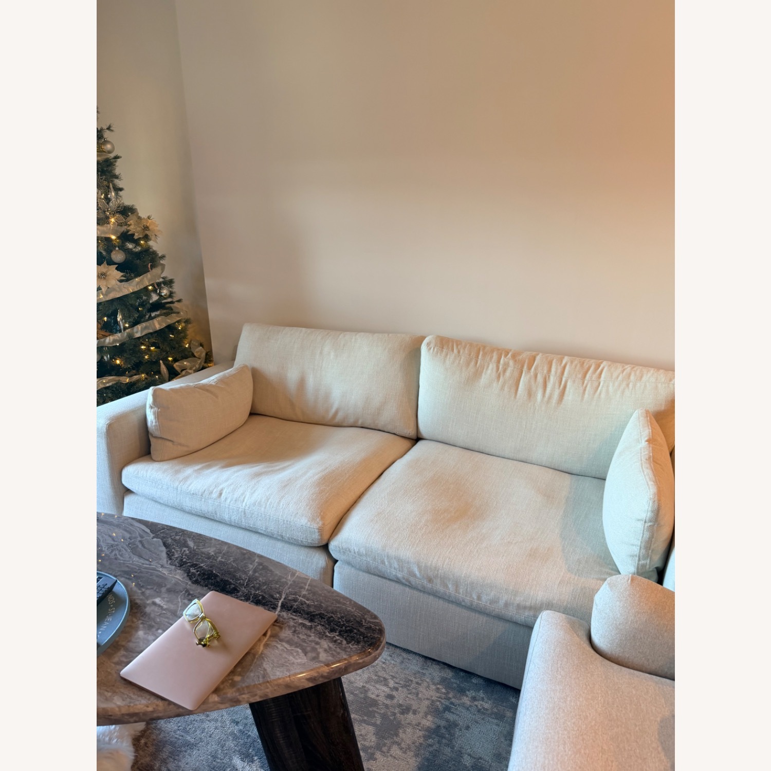 Natural Fabric 2 Seater Sofa - image-2