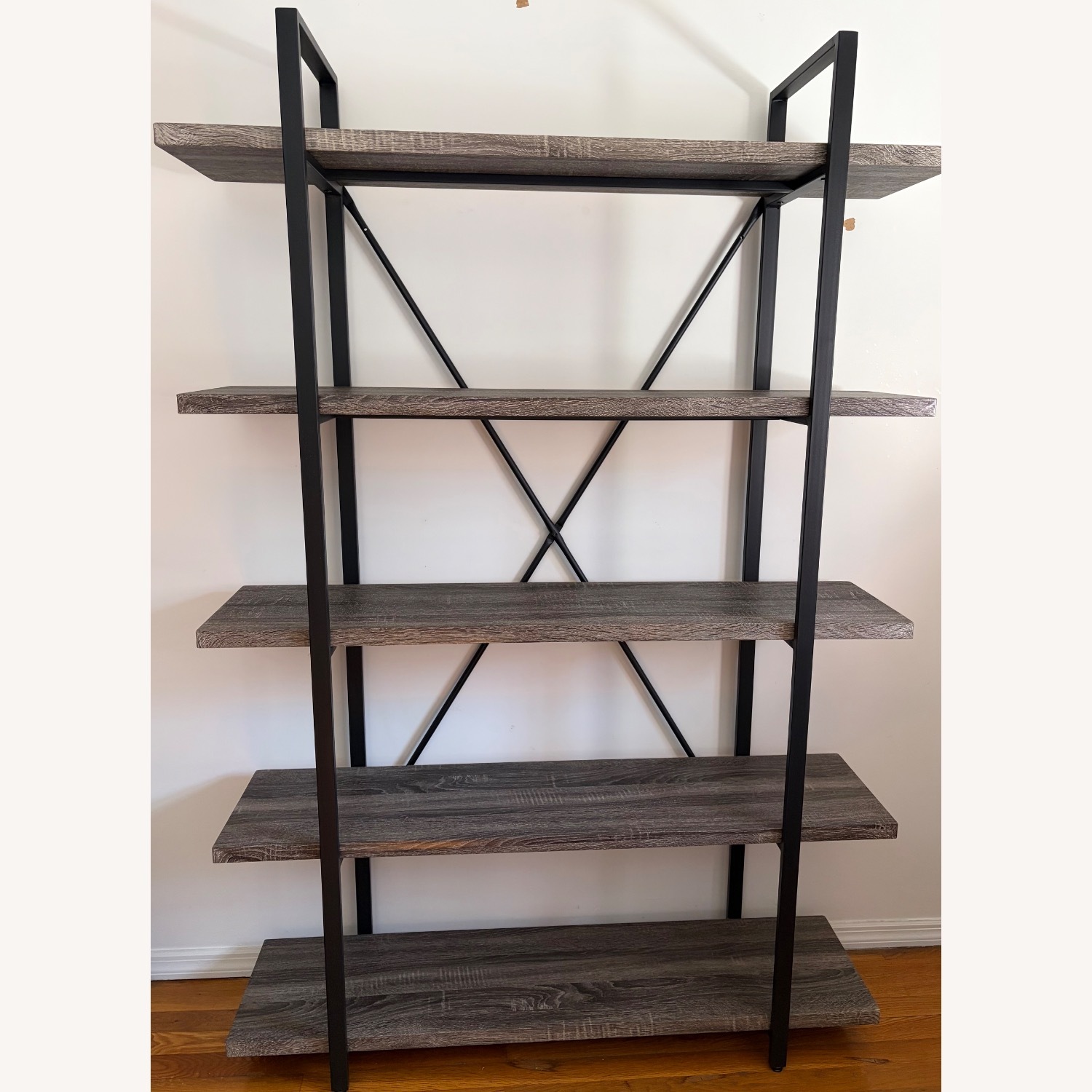 Amazon 5-Shelf Vintage Industrial Rustic Bookshelf - image-3